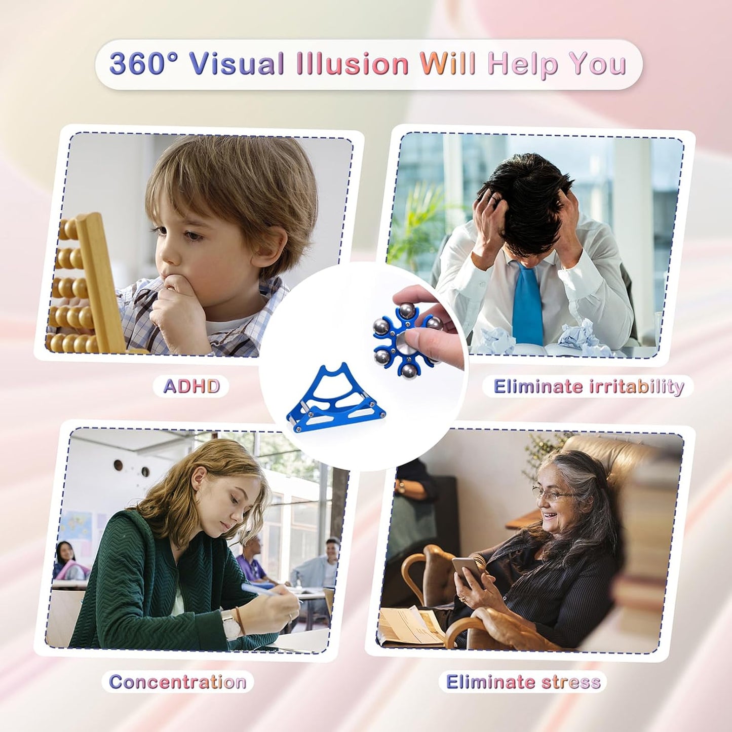 Desk-Fidget-Toys Ferris-Wheels-Spinner: Metal Kinetic-Fidget-Spinner 4mins, EDC-Toy Cool-Gadgets for School Office Christmas, ADHD Tools Gift Cool-Stuff Stress Relief Gift for Kid Children Teen Adult