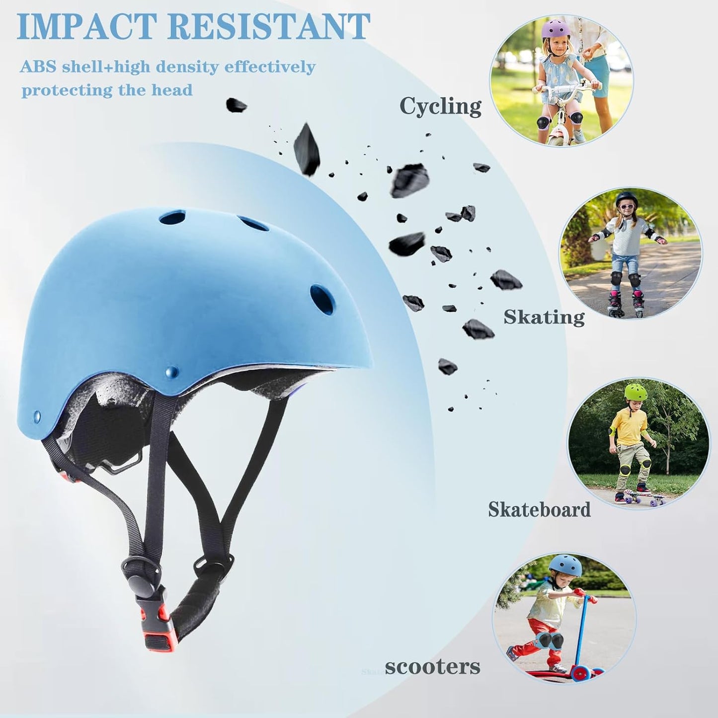 Kids Helmet,Toddler Skateboard Helmets for Ages 2-3-5-8-14 Years Boys Girls with Knee and Elbow Pads Wrist Guards fit Roller Skates,Skateboarding,Skating Scooter Adjustable Kids Helmet