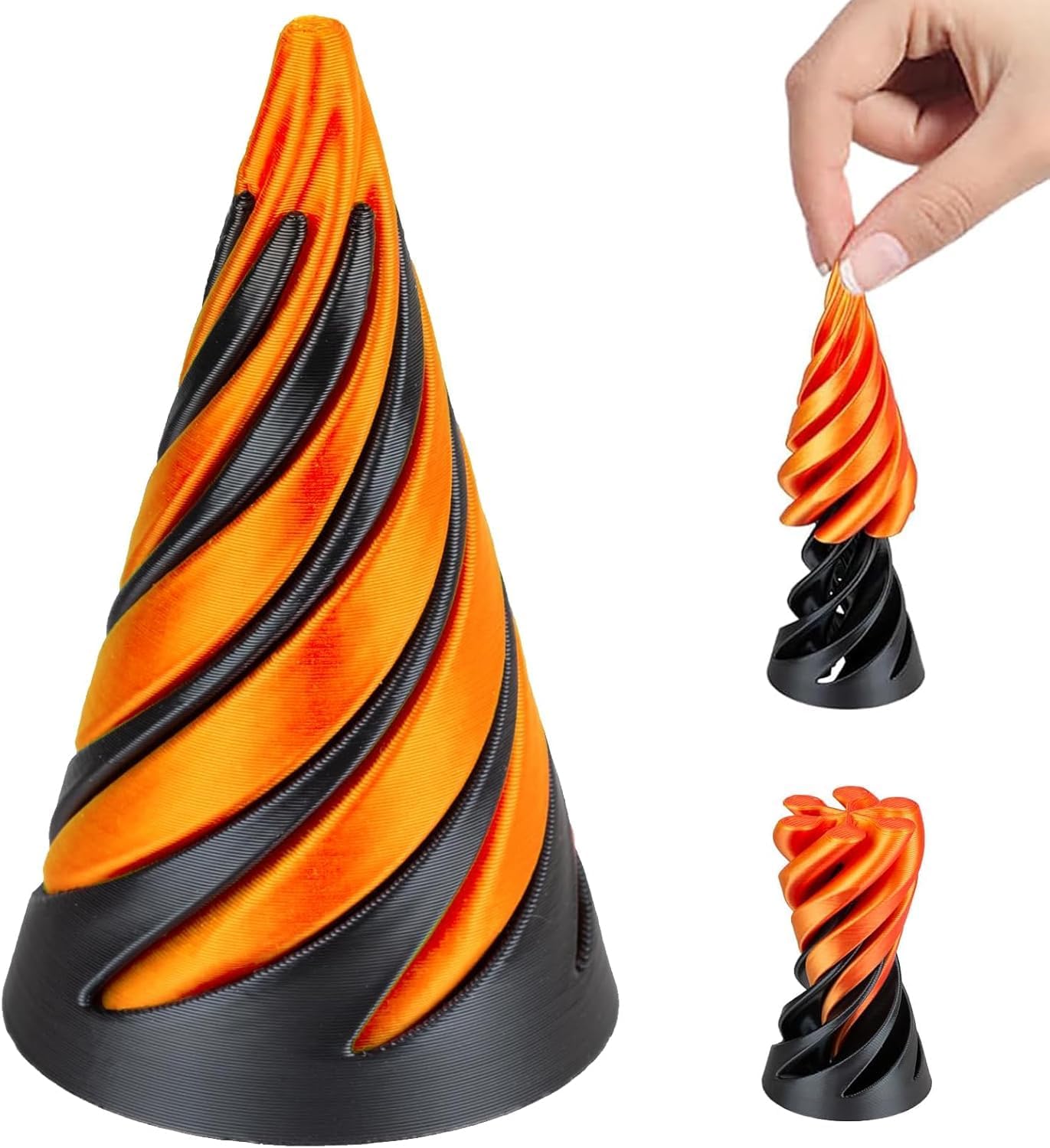 Impossible Cone, Spiral Cone Fidget Toy 3D Printed Spiral Fidget Toys Impossible Pyramid Passthrough Sculpture, Mini Cones Pass Through Pyramid Fidget Toy for Stress and Anxiety Relaxing