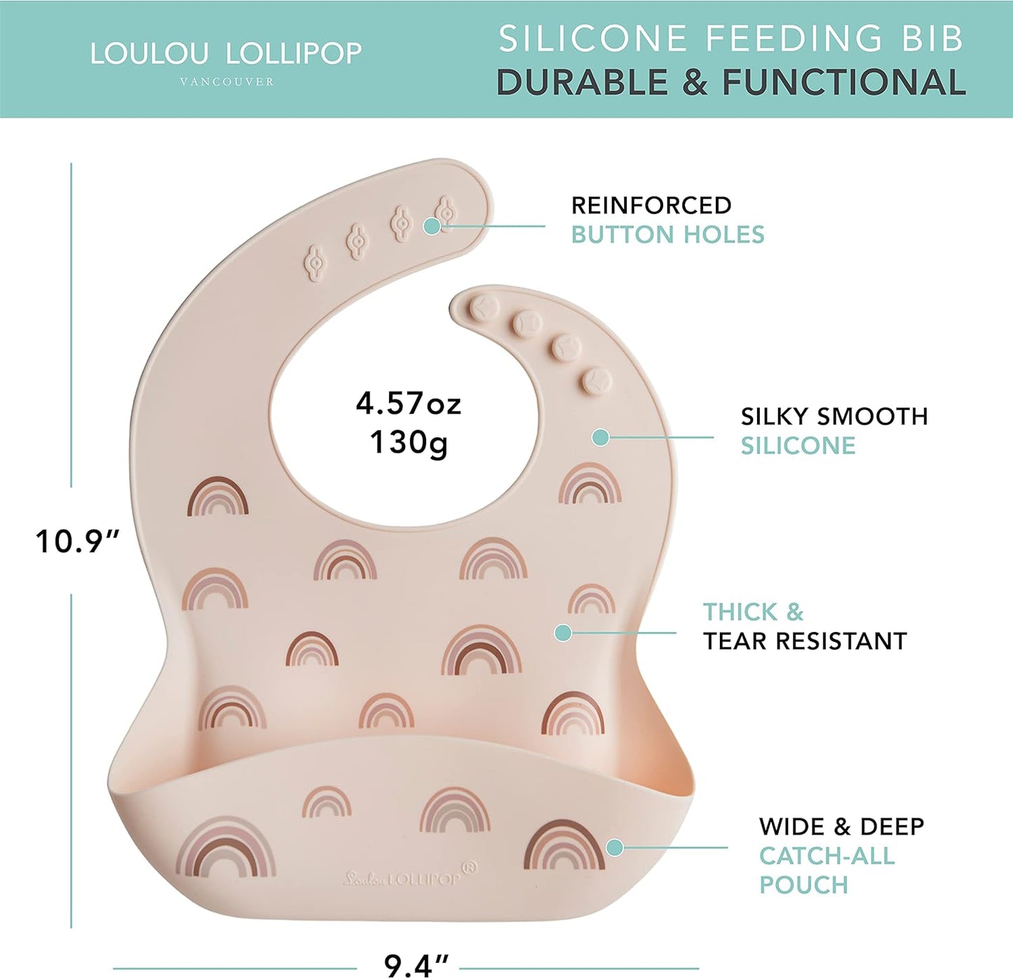 Loulou Lollipop Soft, Waterproof Silicone Feeding Bib for Babies and Toddlers