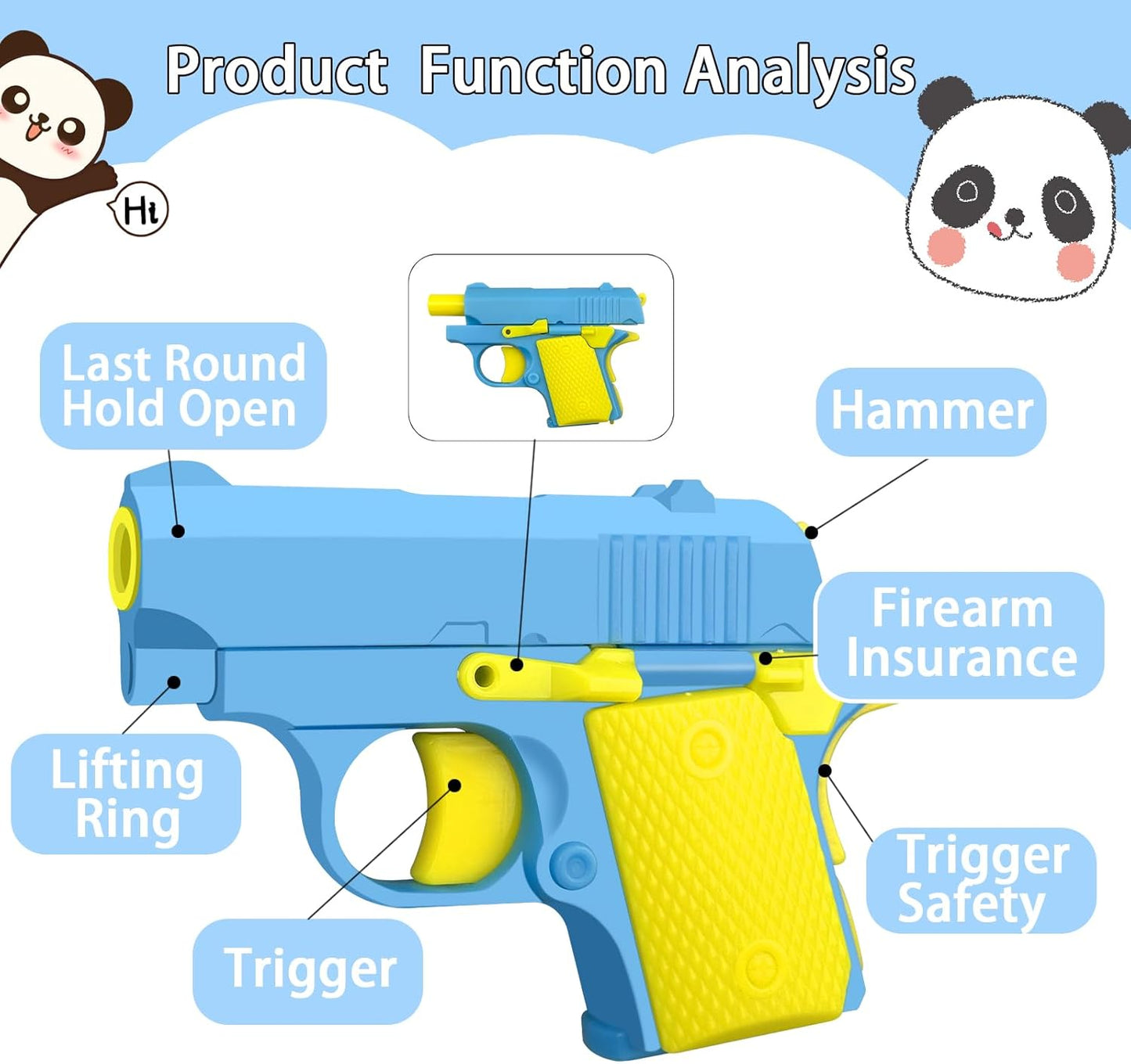 Fidget Gun Toy 3D Printing Fidget Pistol Toys 1911 Glow in Dark Gun Toy Pístol Fidget Toys Fidget Gun Sensory Toys Adults Stress Relief Pistol Toy for Kids and Adults Gift