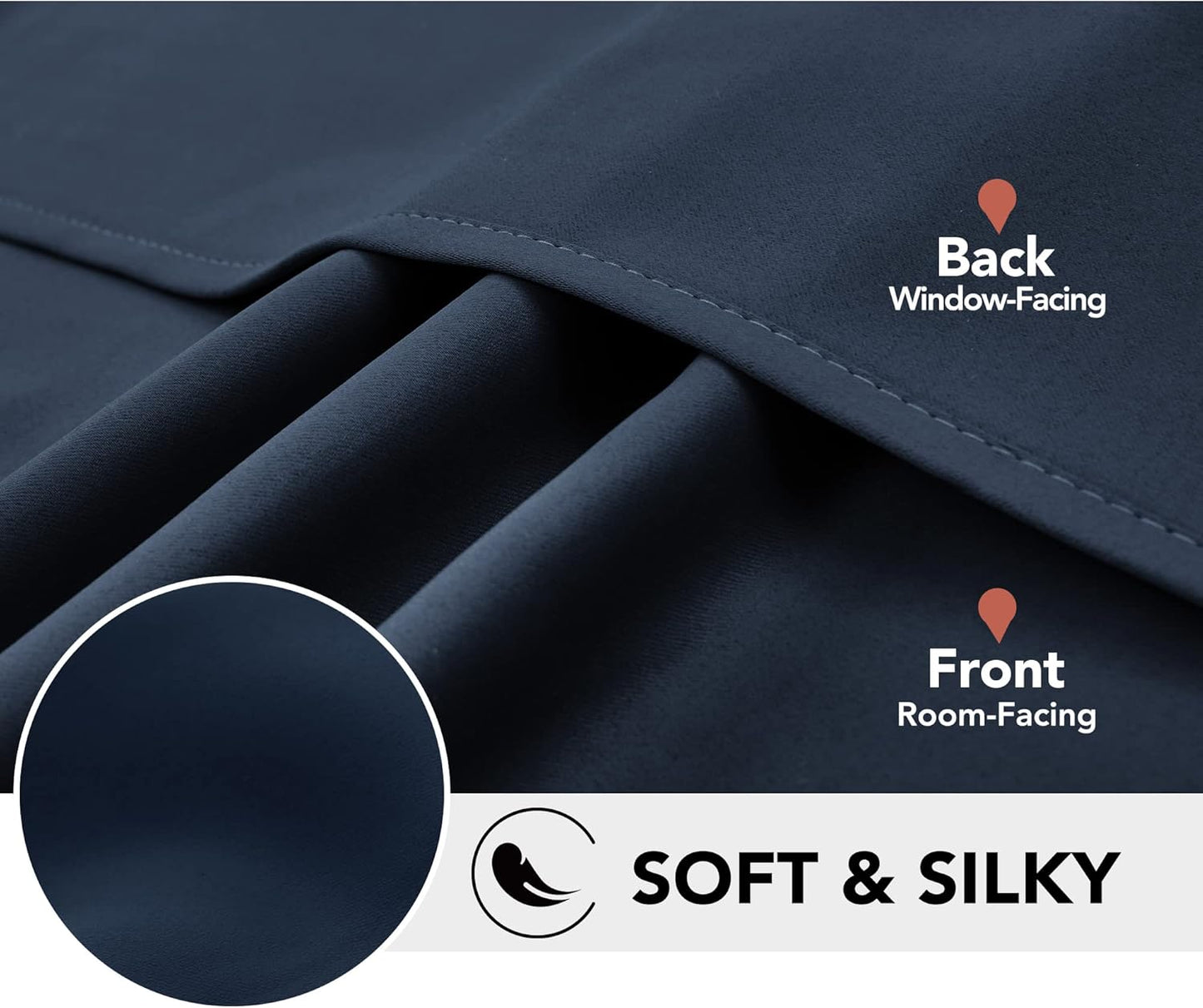 Deconovo Room Darkening Curtains with Grommets Blackout Thermal Insulated Noise Reducing Pair of Shades for Adults Bedroom Kids Baby Girl Boy Nursery Hall, Set of 2, Each Panel 42x95 in, Navy Blue