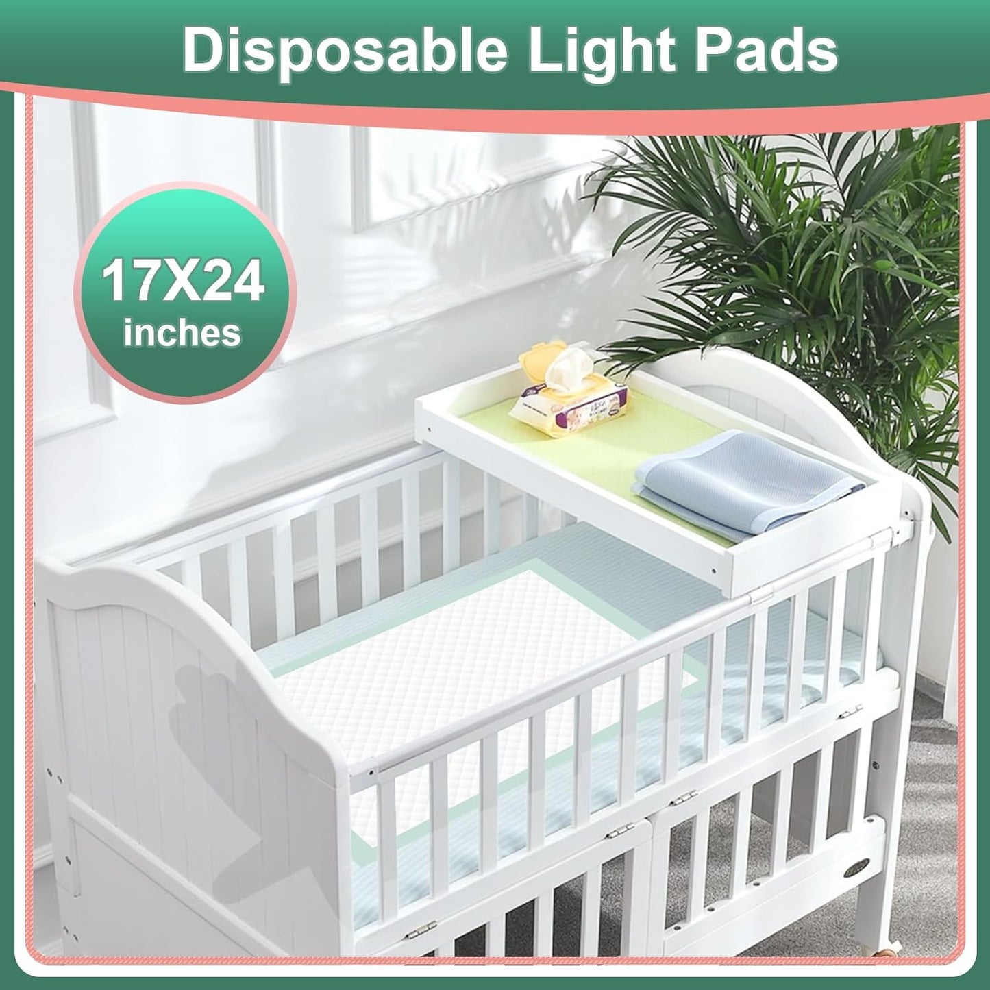 Disposable Underpads 17"×24"(200 pcs) Light Absorbent Bed Pads Small Chucks Pads for Kids, Puppy, Cat and Tioilet