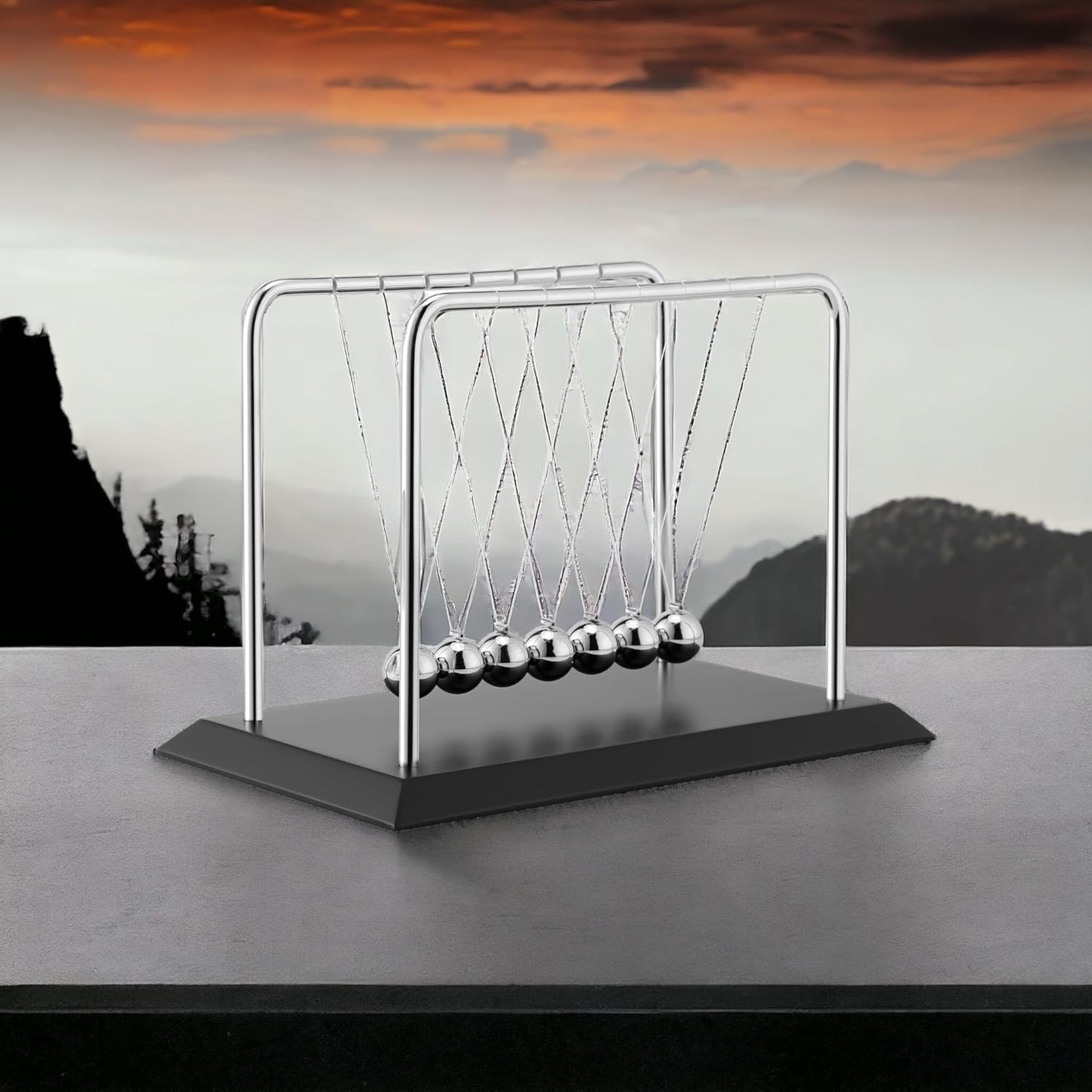 Large Newton Cradle Balance Balls with 7 Balls Physics Science Desk Toys Home Office Desk Ornament