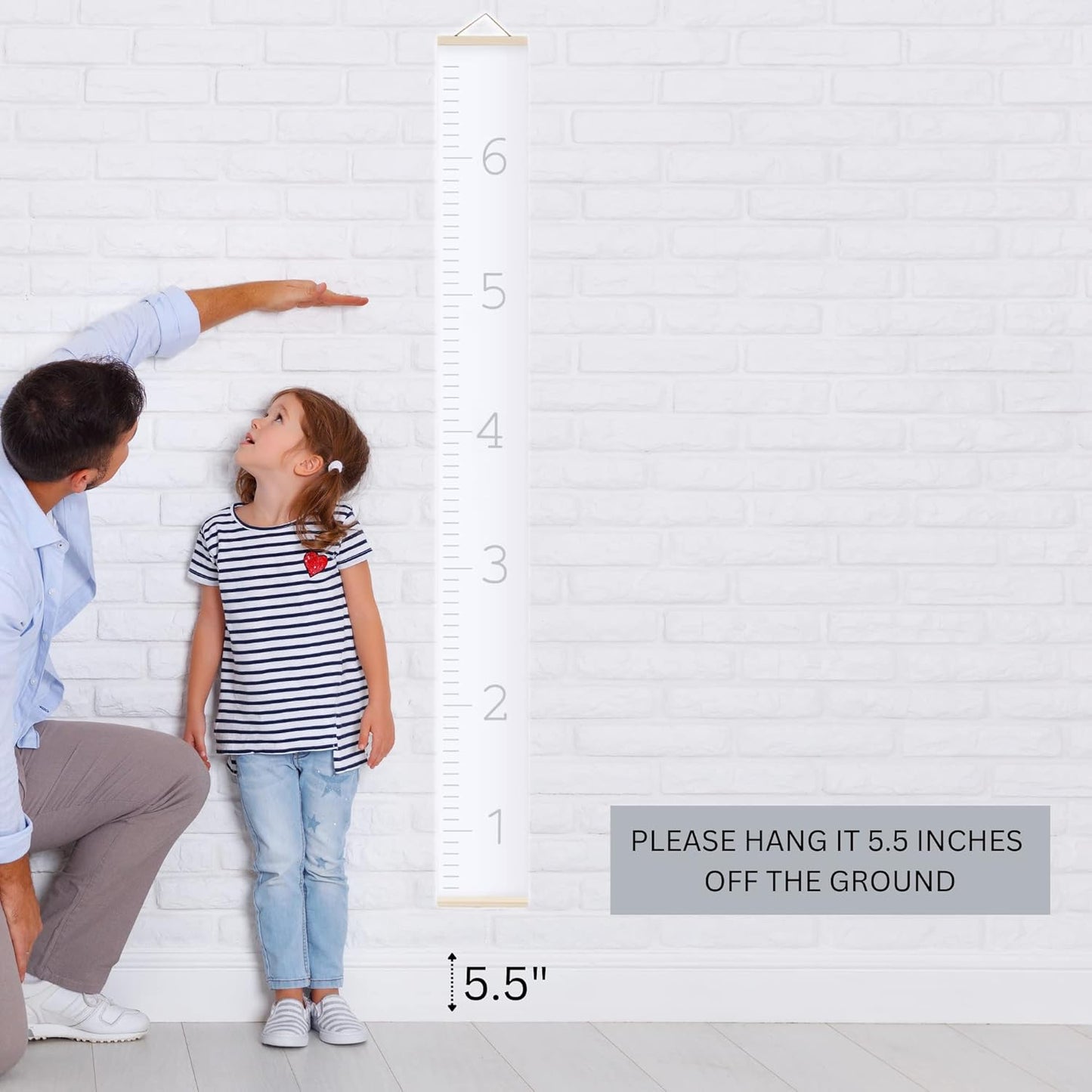 Morxy Canvas Growth Chart for Kids - Unisex Kids Room Wall Decor - Measuring Height Chart- Wall Tape with Height Chart for Kids (Canvas, Plain White)