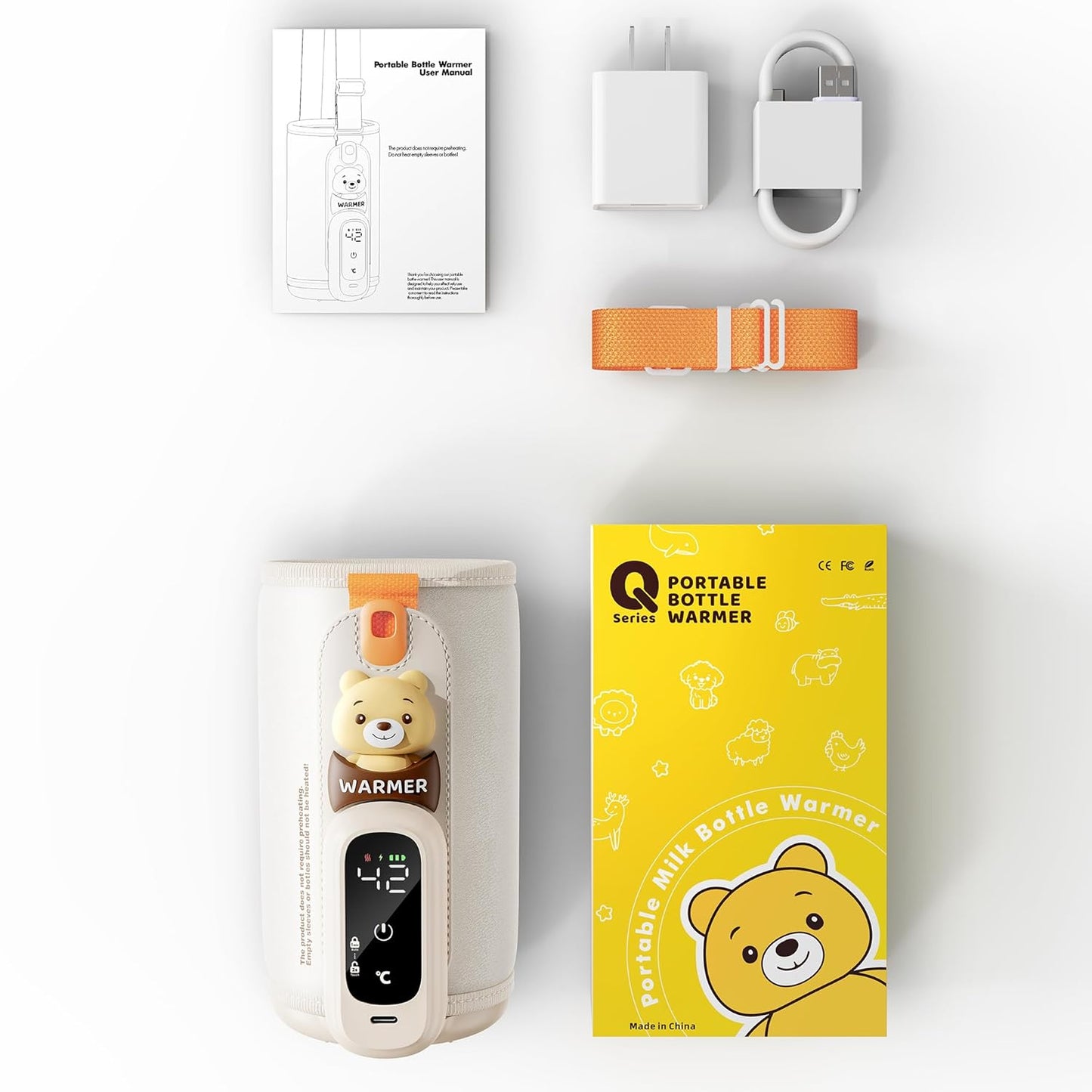 Portable Bottle Warmer for Breastmilk & Formula, Baby Rapid Milk Warmer, Accurate Temperature Control, Retain Nutrients Baby Essentials for Home and Outing(with Charger)