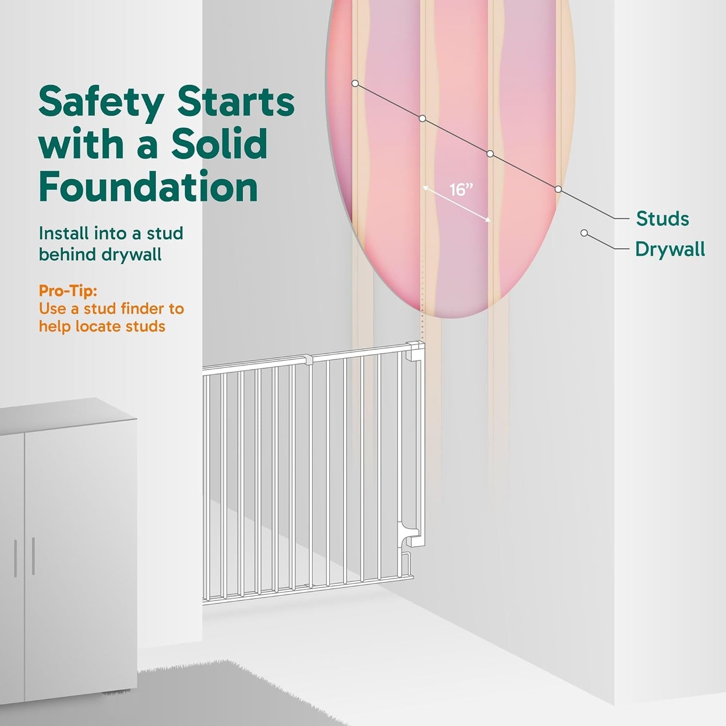 Cumbor 29.2-43" No Bottom Bar Baby Gate for Stairs, 2-in-1 Auto Close Dog Gate Indoor, Hardware Mounted Pet Gate for Doorways with Large Walk Thru Door, Child-Proof Safety Gate for Kids (Brown)