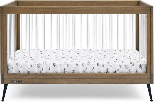 Delta Children Sloane 4-in-1 Acrylic Convertible Crib - Greenguard Gold Certified, Acorn/Matte Black