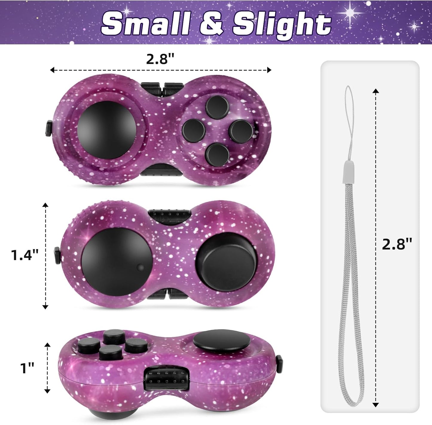 WTYCD Original Fidget Toy Game, Rubberized Classical Controller Fidget Concentration Toy with 8-Fidget Functions and Lanyard - Excellent for Relieving Stress and Anxiety