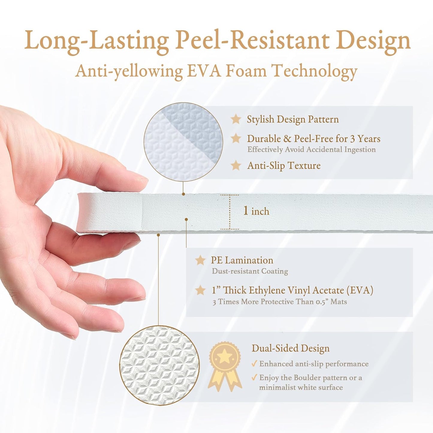 Super 1 Inch Thick Premium Quality Exercise & Baby Foam Play Mats - Expandable & Large Non-Toxic Odorless Floor Mat - 6 Tiles Spacious 6x4ft - Peel-Resistant - Foggy Gray