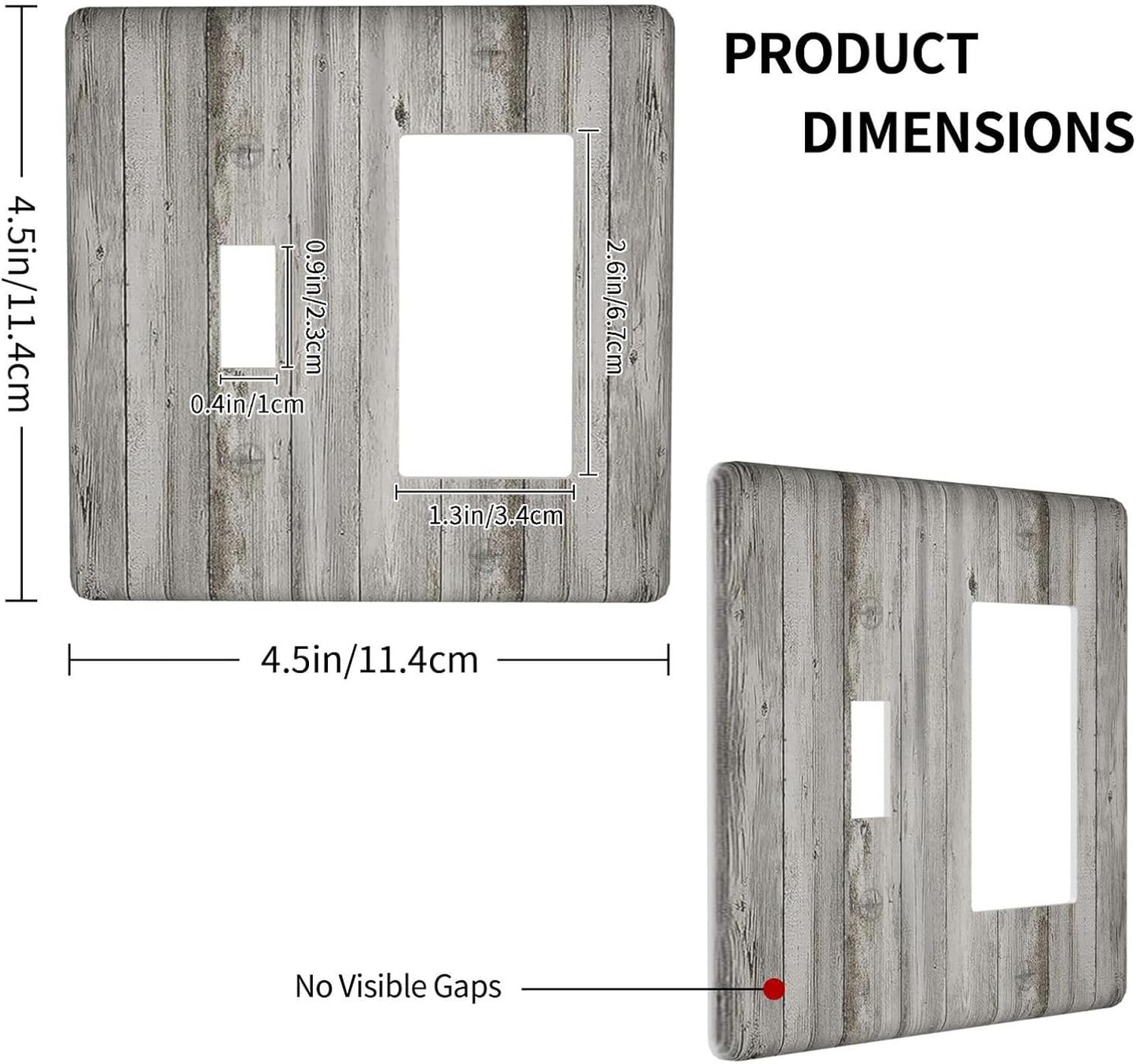 Outlet Covers Farmhouse Rustic Grey Barn Door Wood 1 Toggle 1 Rocker Combination Decorative Wall Plate Electrical Switch Plates Light Switch Cover Plate for Bedroom Cabin Decor