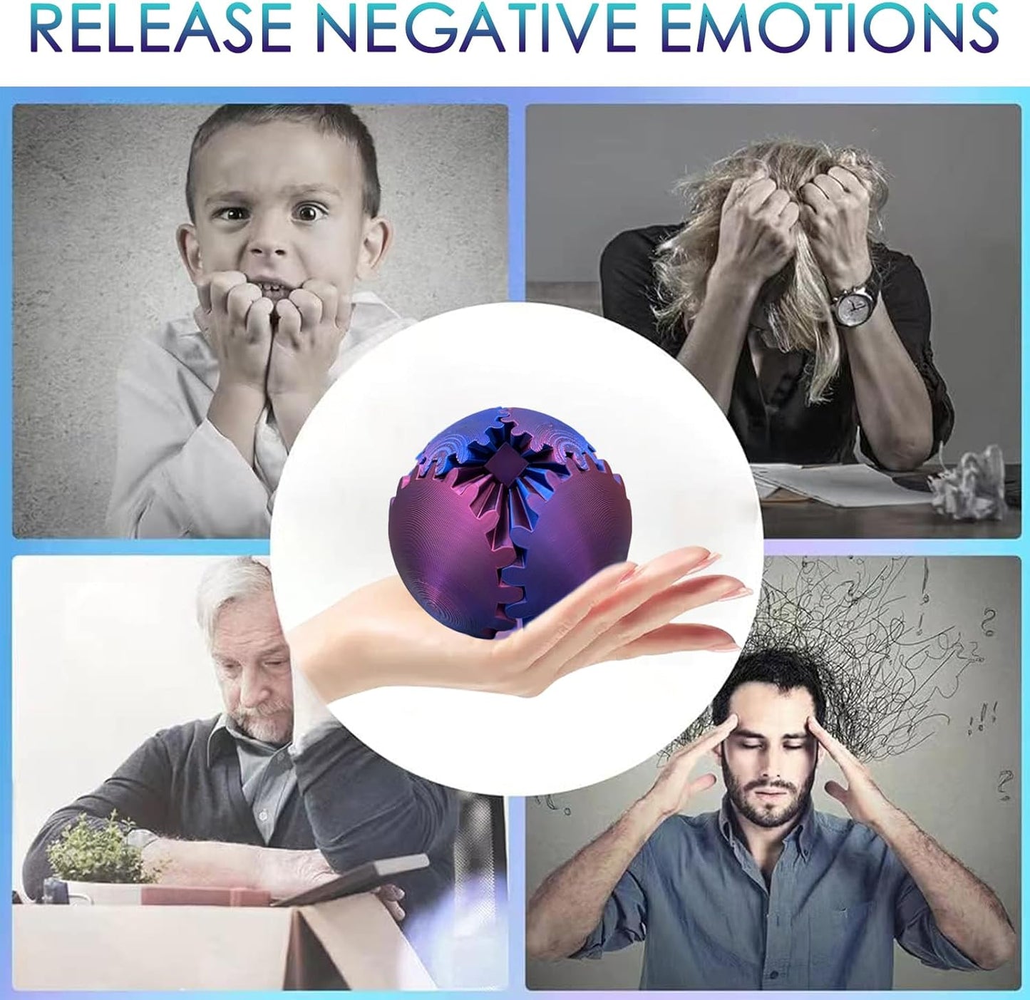 Gear Ball - GearSphere Desk Toy, 3D Printed Gear Ball Spin Ball or Cube Fidget Toy, Gear Sphere, Gear Ball Fidget Toy, Stress Ball, Fidget Ball, Gear Toy for Stress and Anxiety Relaxing (B1)