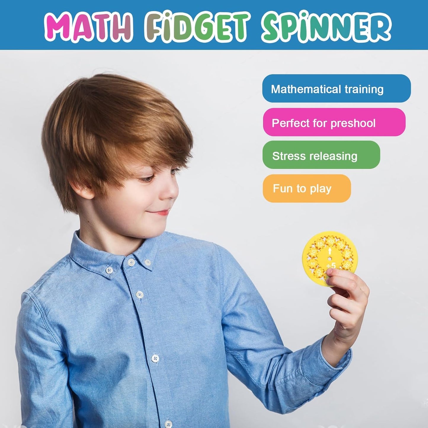 MerryXD Math Fidget Spinners，Smooth Spinning Interactive Learning Toy for Kids Fun Math Games to Relieve Stress Add, Subtract, Multiply & Divide Math Facts Fidget Spinners