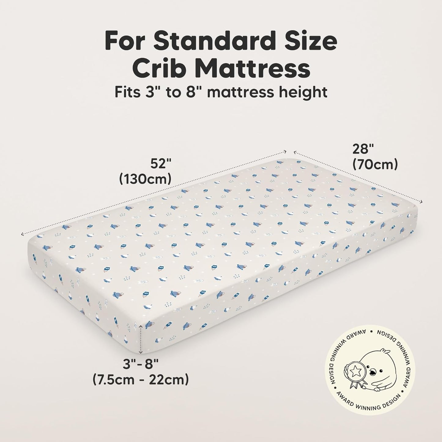 KeaBabies 2-Pack Organic Crib Sheets for Boys, Girls - 52x28 Fitted Crib Mattress Sheet Neutral, Breathable Jersey Cotton Cover for Baby Bed, Toddler Mattress, Soft & Cute Prints (Cosmo)