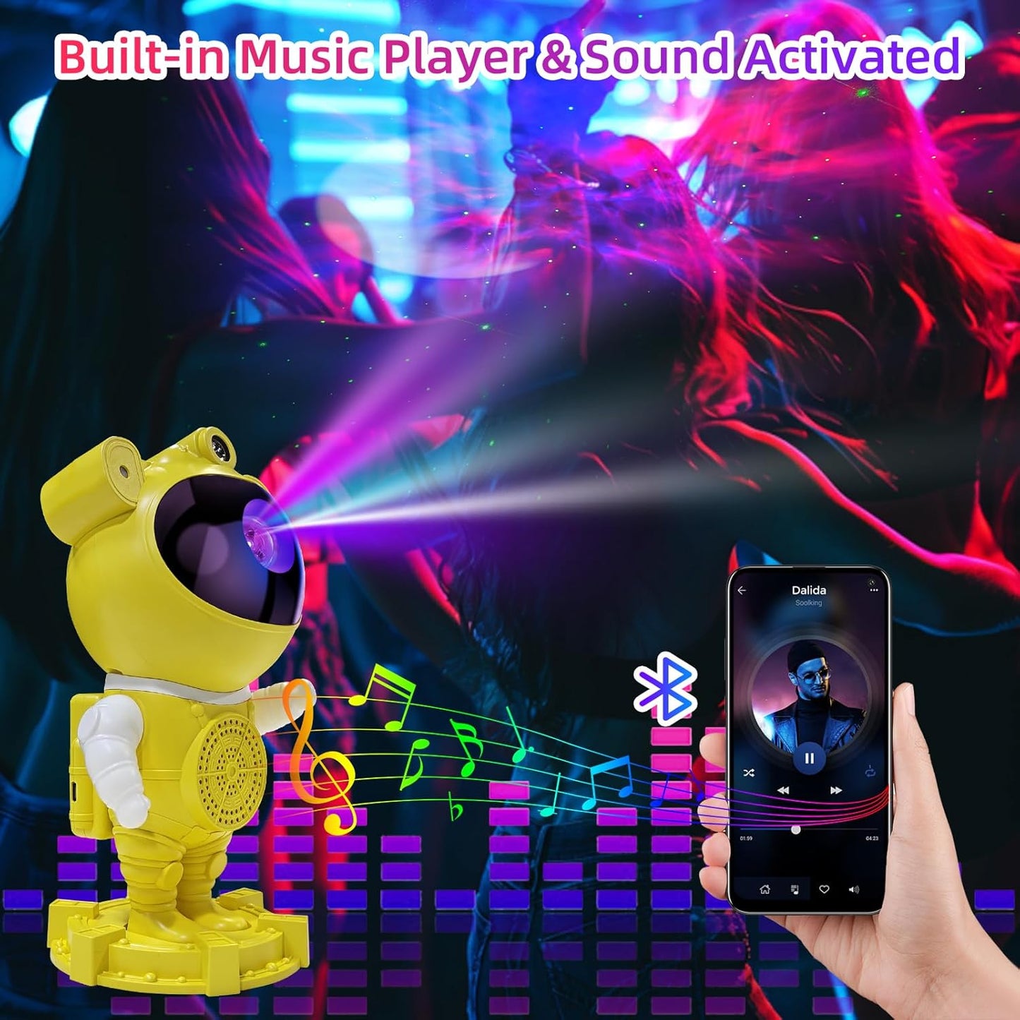 Galaxy Projector Night Light Astronaut-Star Projector, Bluetooth Speaker, White Noise,Nebula Star and Moon Galaxy Lights for Bedroom with Timer,360° Adjustable with Remote, Starry Galaxy Projector