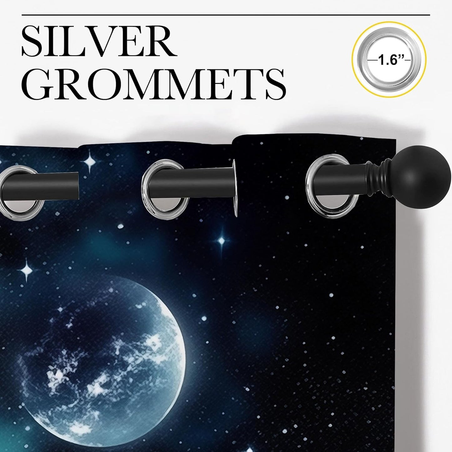 Wolf Blackout Curtains for Boys Girl Bedroom Decor,Starry Sky Howling Wolf Under The Full Moon Thermal Insulated Grommet Drapes Darkening Window Curtain for Living Room Home 72x63 inch