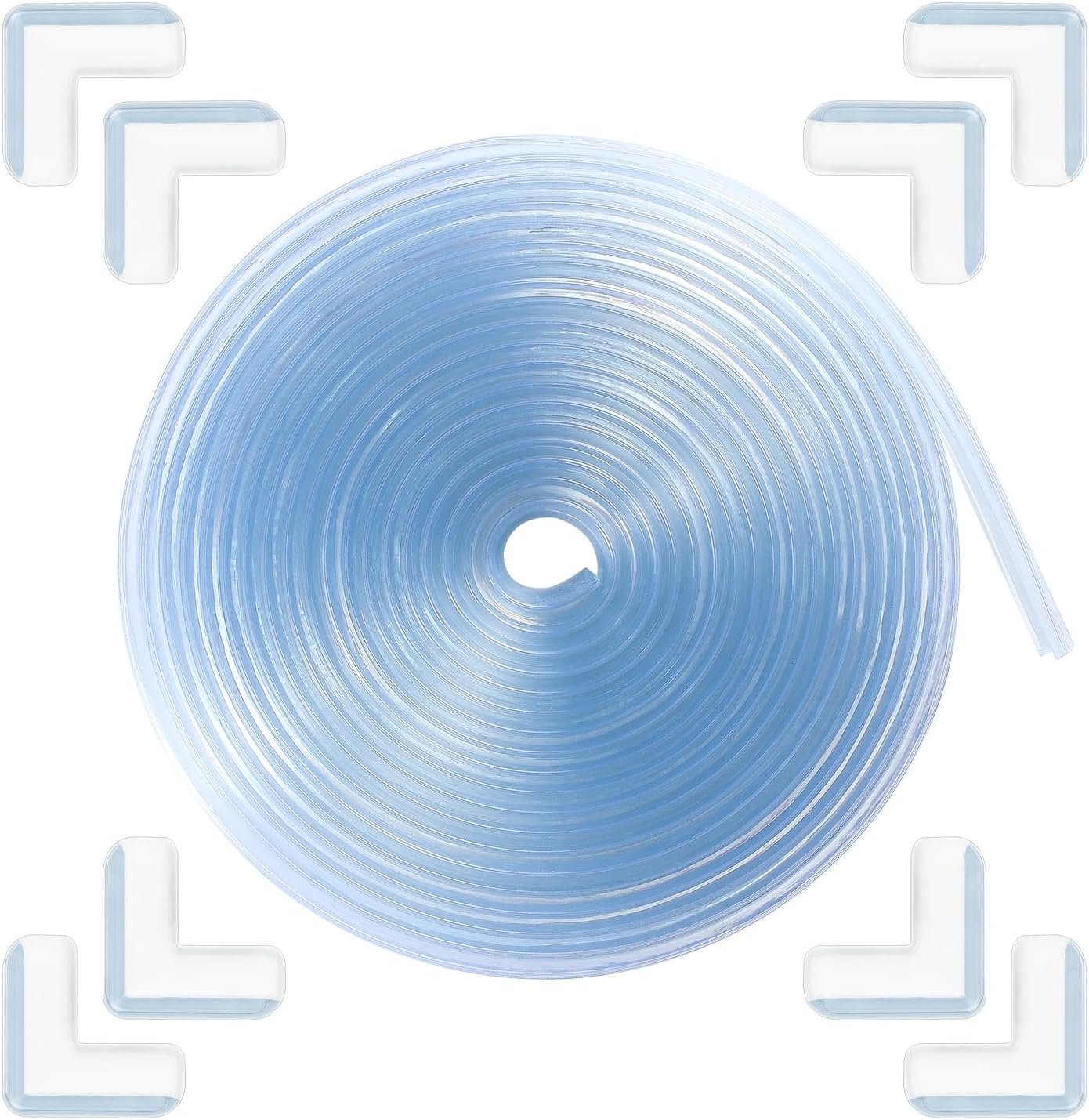 Edge Corner Protector Baby Proofing 18ft (5.5M) with 8 Corners, Clear Soft Corner Protectors Baby Proof, Furniture Corner Guard & Edge Safety, Edge Protector for Table and Fireplace