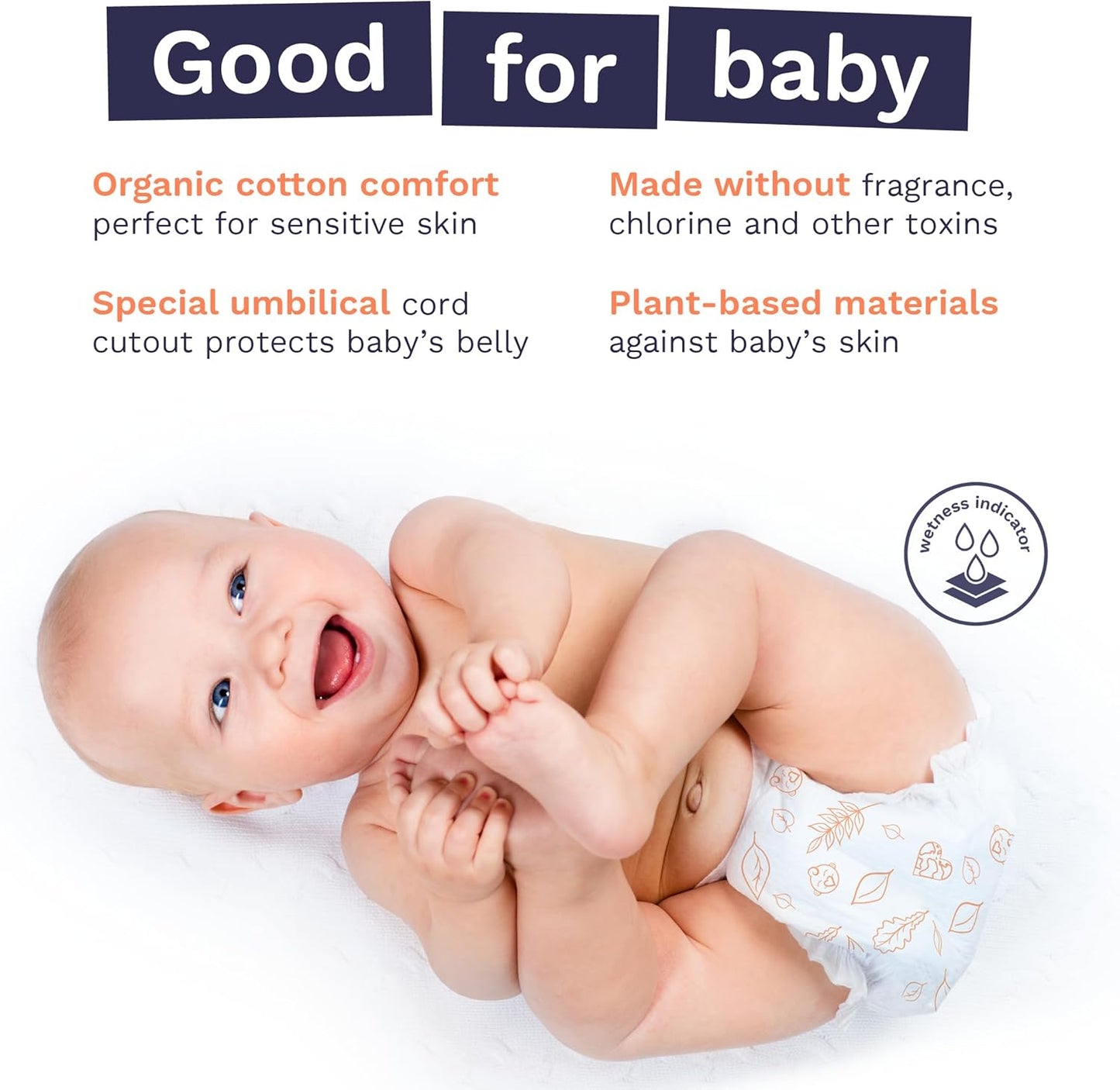 Pura Hypoallergenic Diapers Size 2 (7-13 lbs) Monthly Pack, Totally Chlorine Free, Wetness Indicator, Suitable for Sensitive Skin, Soft Organic Cotton Comfort, Overnight, 6 Packs of 29 (174 Diapers)