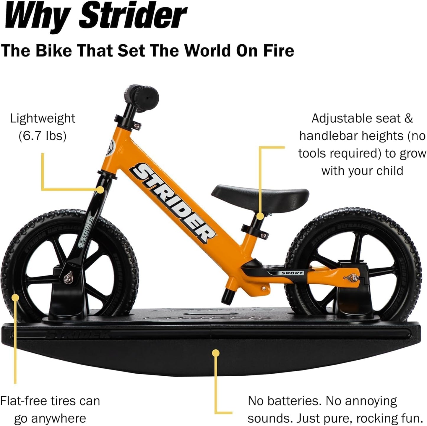 Strider 12” - Helps Teach Baby How to Ride a Balance Bicycle - for Kids 6 Months to 4 Years - Easy Assembly & Adjustments