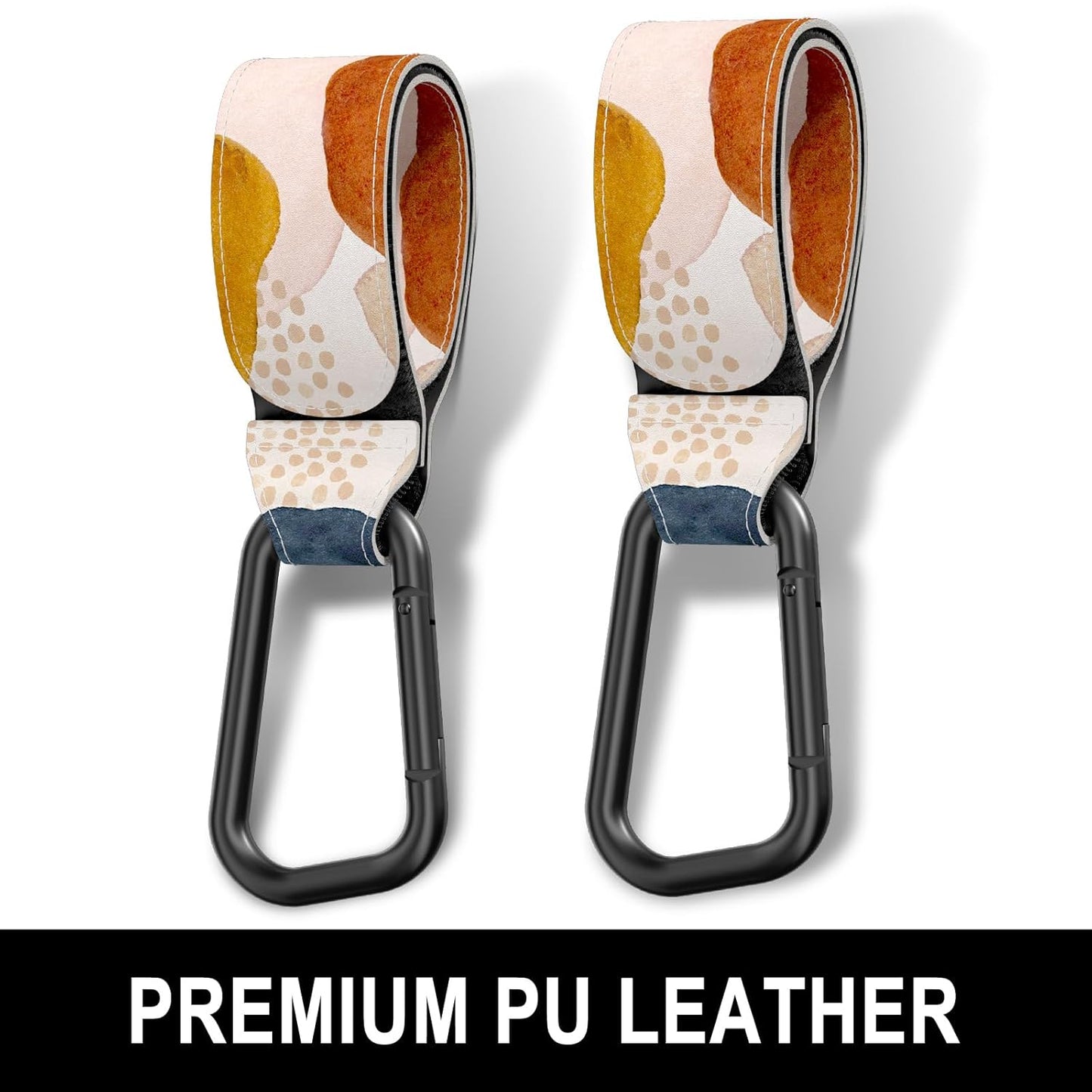 Baby Stroller Hooks for Hanging Bags, Universal Stroller Clips Accessories, Mommy Hook for Diaper Bag, Shopping Cart, Purse, Backpack - 2 Pack, Abstract Spots