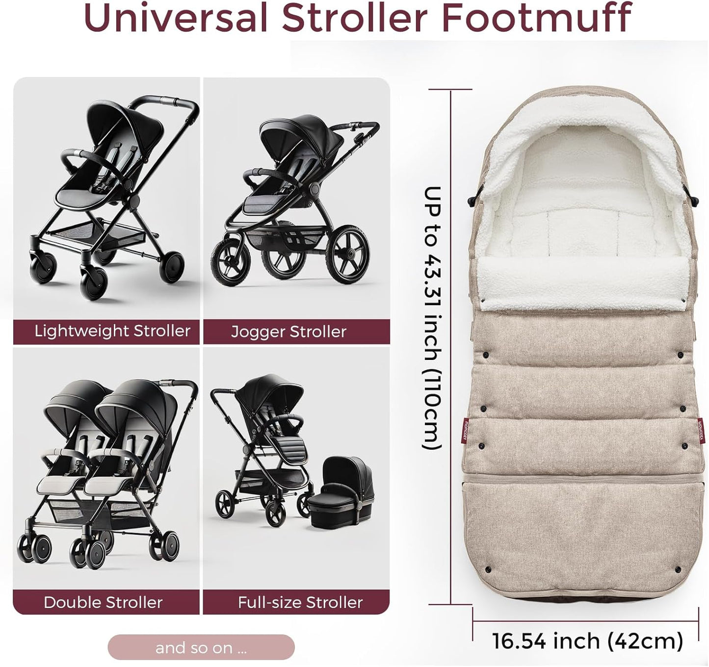 Momcozy Stroller Footmuff | Universal, Weather-Proof, Warm Stroller Bunting Bag | Extendable Winter Cover | Adjustable Buckle