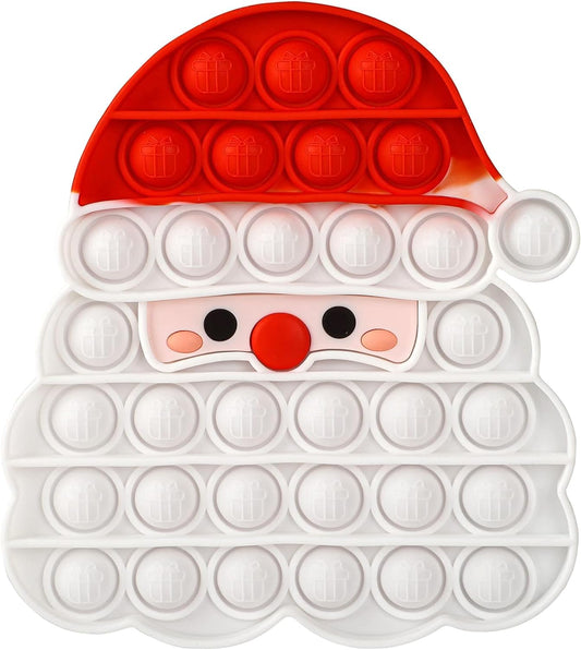 Christmas Silicone Pops Bubble Sensory Fidget Toy Red White Santa Claus Game Cup Mat