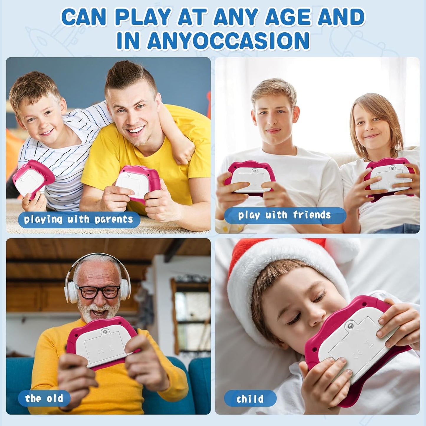 Quick Push Bubble Game for Kids 3+, Electronic Quick Push Game Console, 4 Modes Push Pop Game Christmas Birthday Gifts for Boys Girls Adults, Light-Up Interactive Educational Sensory Fidget Toy, Pink