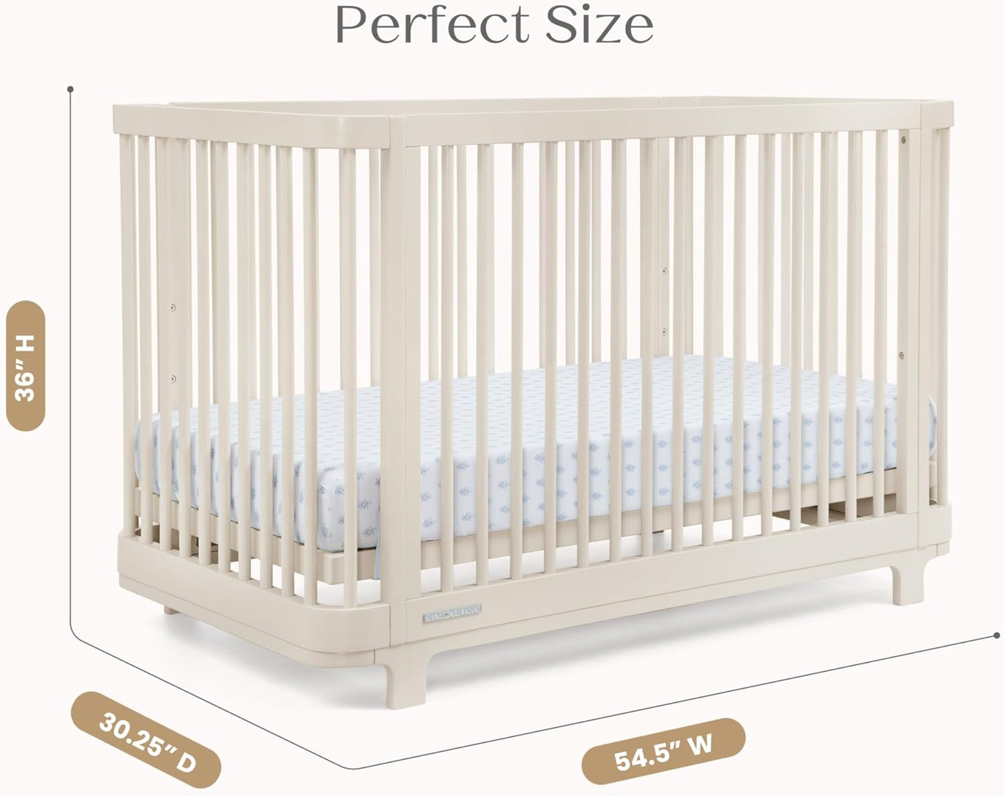 Delta Children Nest Crib and Dresser Nursery Furniture – 4-in-1 Convertible Crib | Brooks 6 Drawer Dresser | Soft Beige