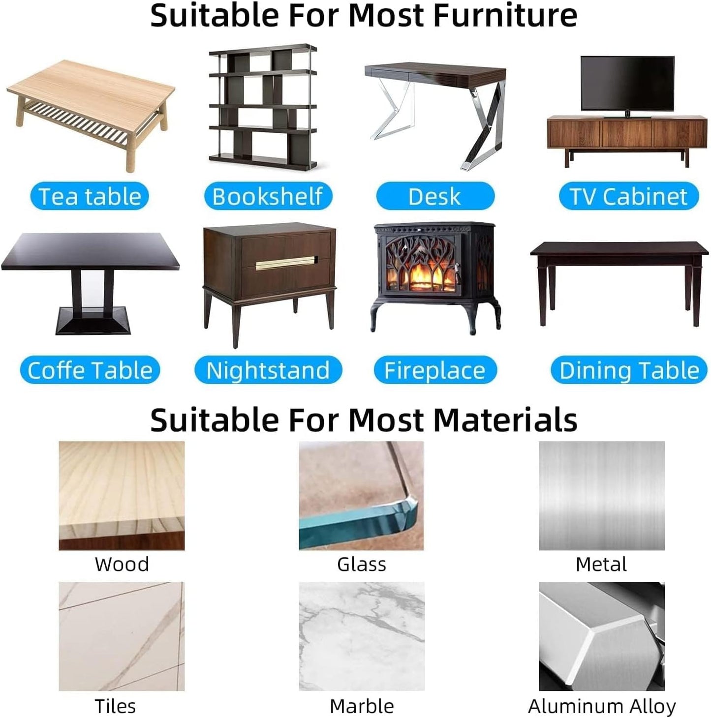 2Pack Clear Edge Protector Strip, 0.8in x 9.84FT(19.68FT Total), Sharp Edge Wrap Cover Tape, Self Adhesive Protective Bumper Guards for Cabinet Door Desk Glass Table Furniture, Kitchen Countertop