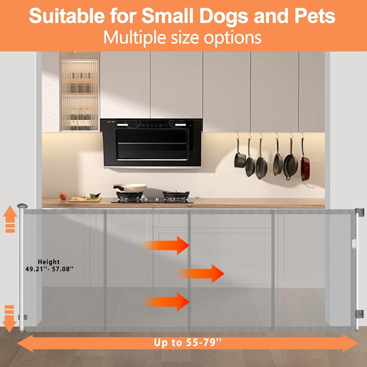 Extra Tall 57'' Reinforced Retractable Mesh Baby Gates with Reinforced Strips,Dog Gate Extends to 55" Wide,Prevents Bottom Drilling Through Baby and Pet,Retractable Pet Gate for Outdoor/Indoor