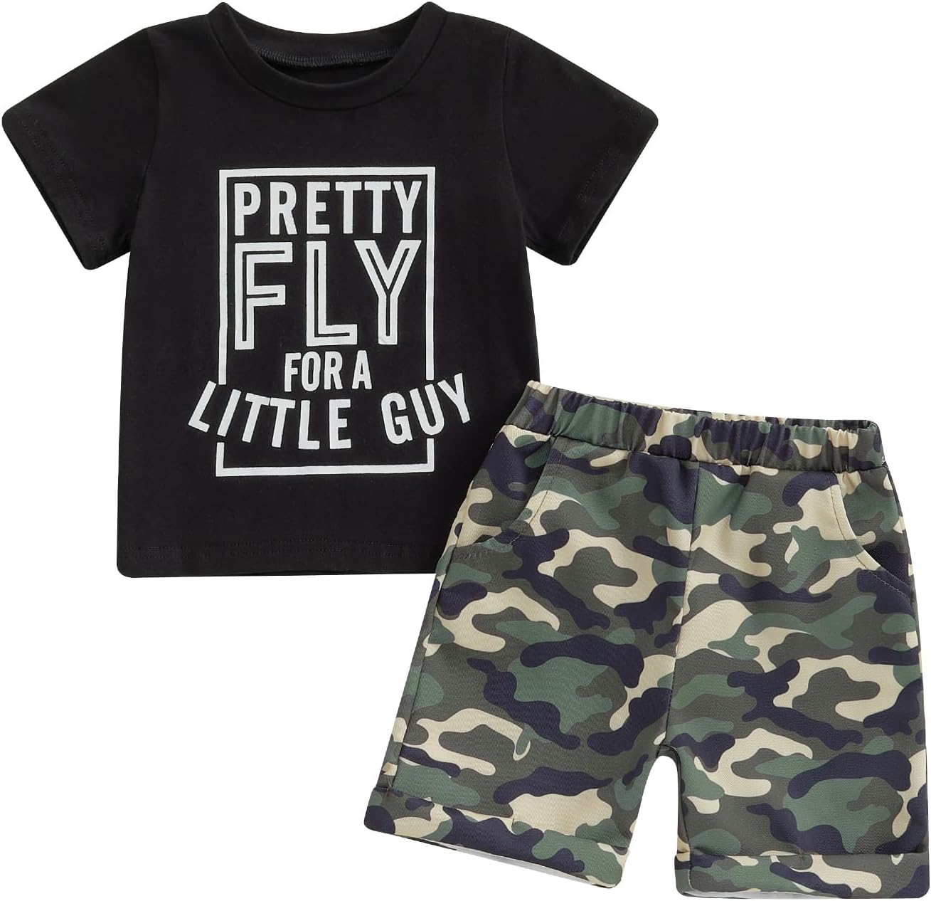 wdehow Toddler Kids Baby Boy Summer Clothes Sets 1T 2T 3T 4T 5T Letter Print Short Sleeve Tops Camouflage Shorts Outfits