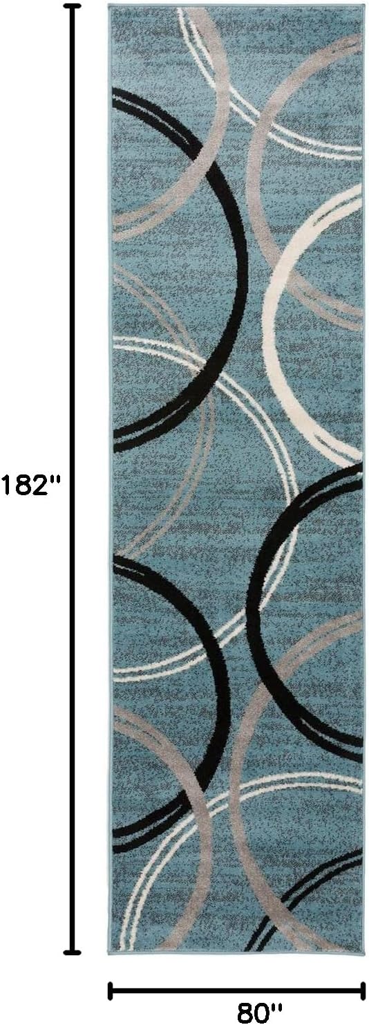 Rugshop Modern Wavy Circles Design Runner Rug 2'7" x 6' Blue