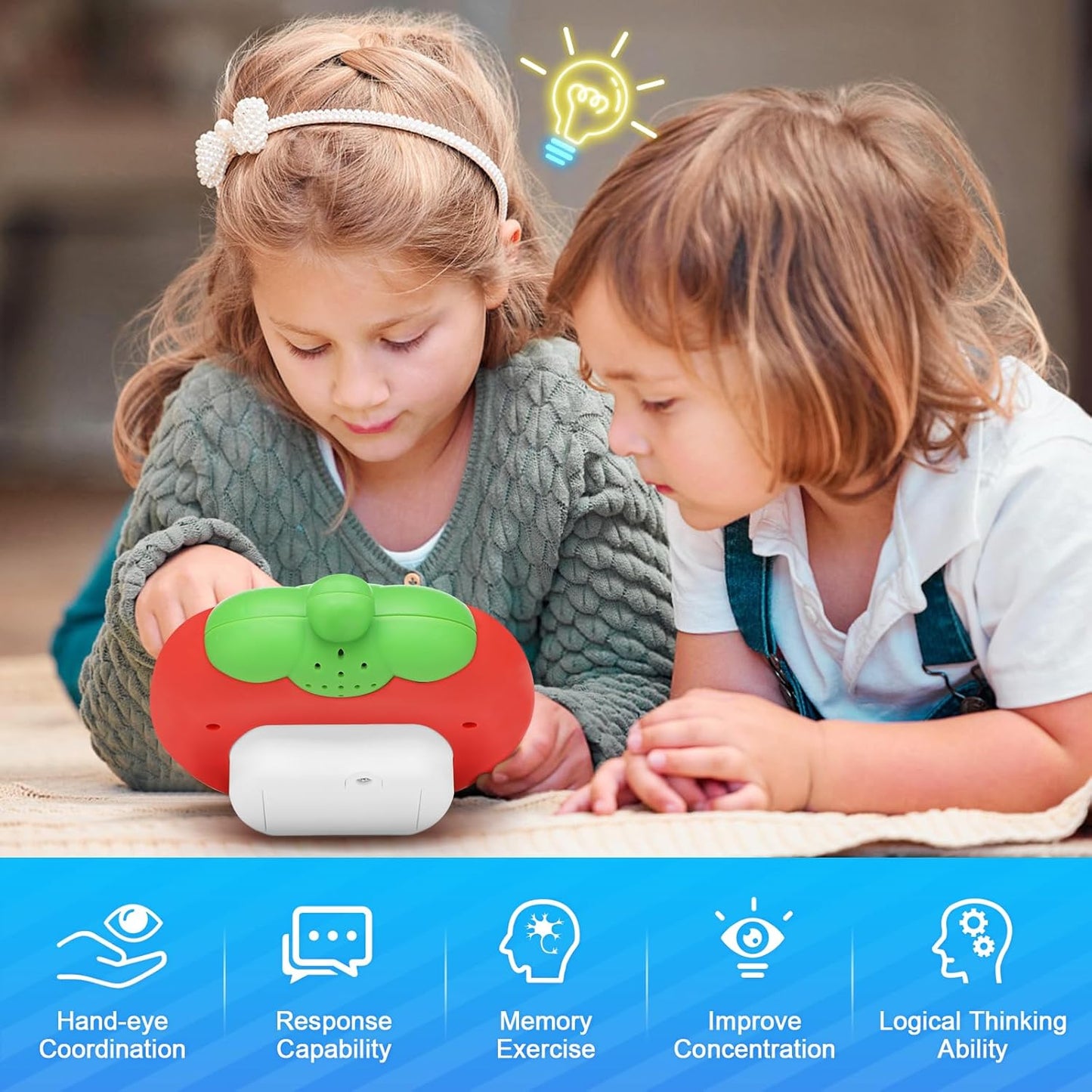 Upgrade Pop It Game Light Up Fidget Toy, Quick Push Pop Game, Fast Push Game for Kids Adult Handheld Games Controller, Portable Puzzle Game Machine for Gifts for 3-12 Children Kids (Strawberry)