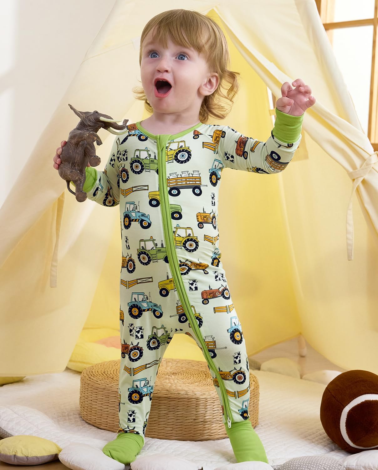 Bamboo Viscose Baby Convertible Footie Pajama, Zipper Pajamas for Baby Boys & Girls, Sleep & Play Footed Pjs
