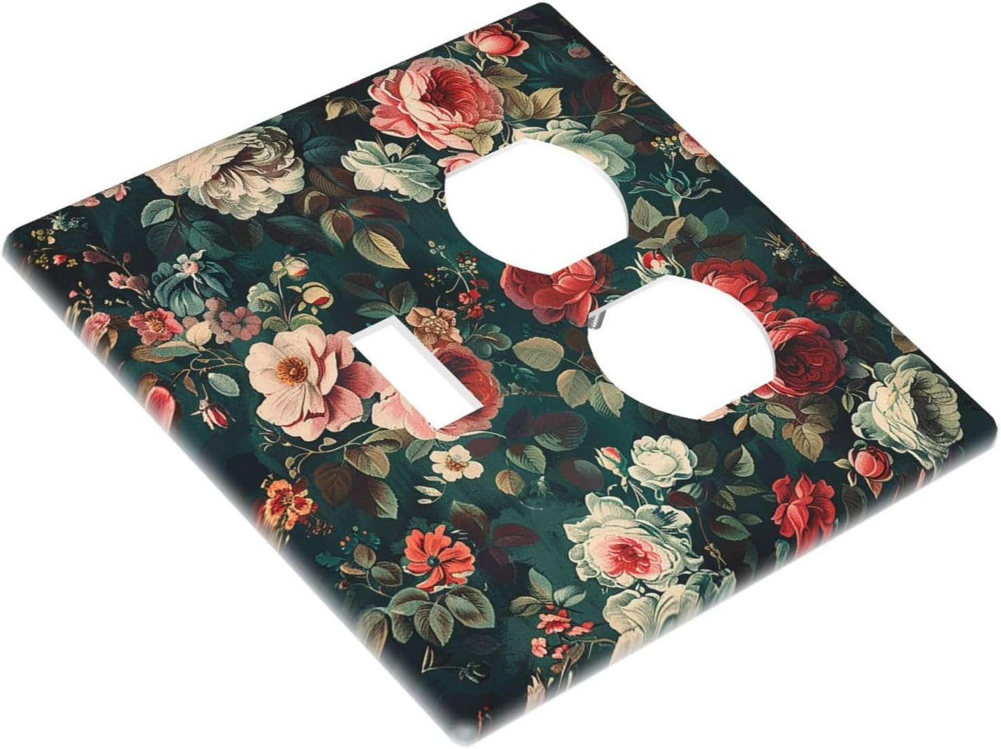 Wallplates Baroque Vintage Peony Flower Floral 1 Toggle 1 Duplex Switch Plate Electrical GFCI Faceplate Decorative Light Switch Covers for Bedroom Farmhouse Decor