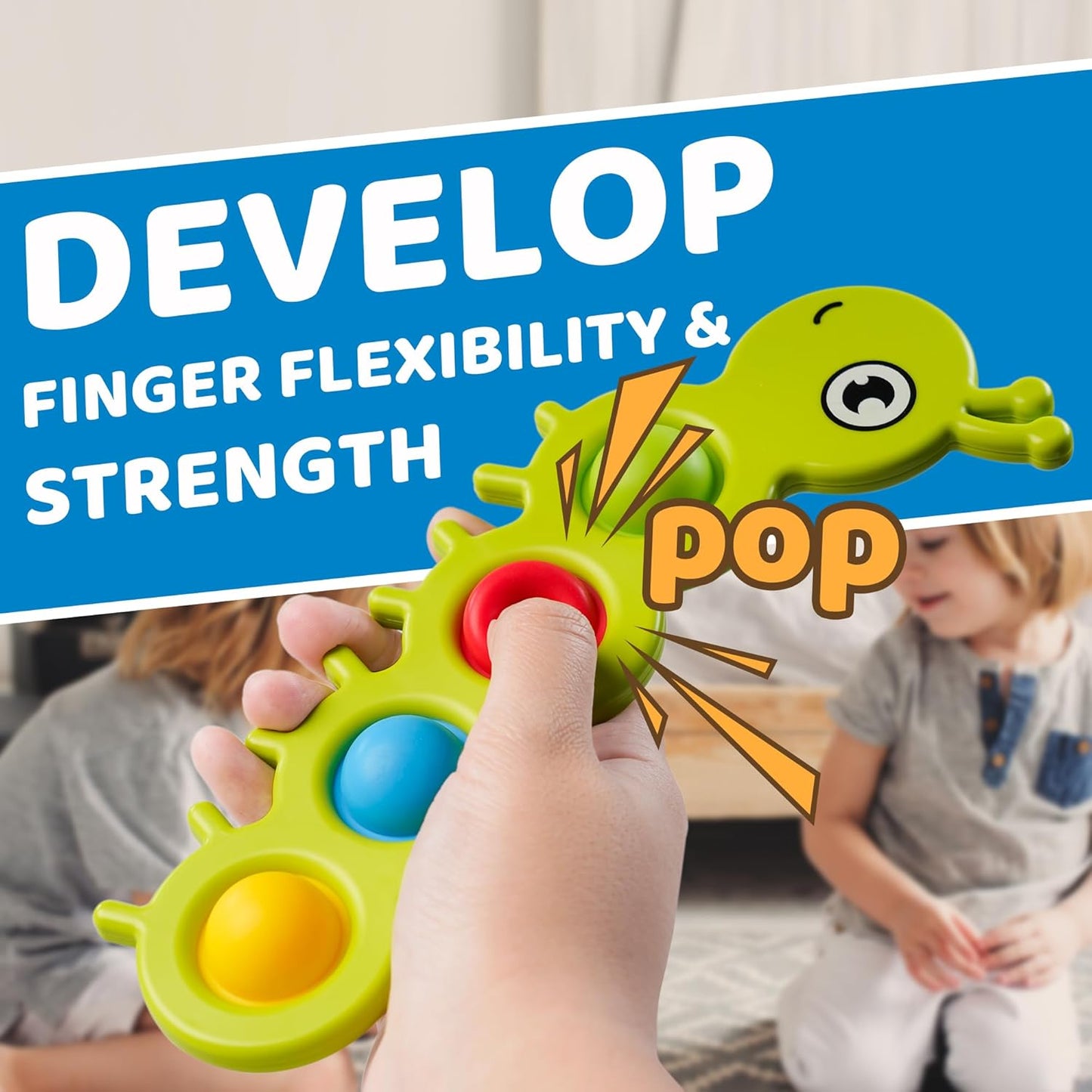 LiKee Fidget Popper Sensory Baby Toys for 10+ Months, Montessori Busy Toy for 1 2 3 Year Old Toddlers Push and Popping Bubbles Fine Motor Skill, Travel Toys for Kids Ages 1-3 Stress Relief (2 Pieces)