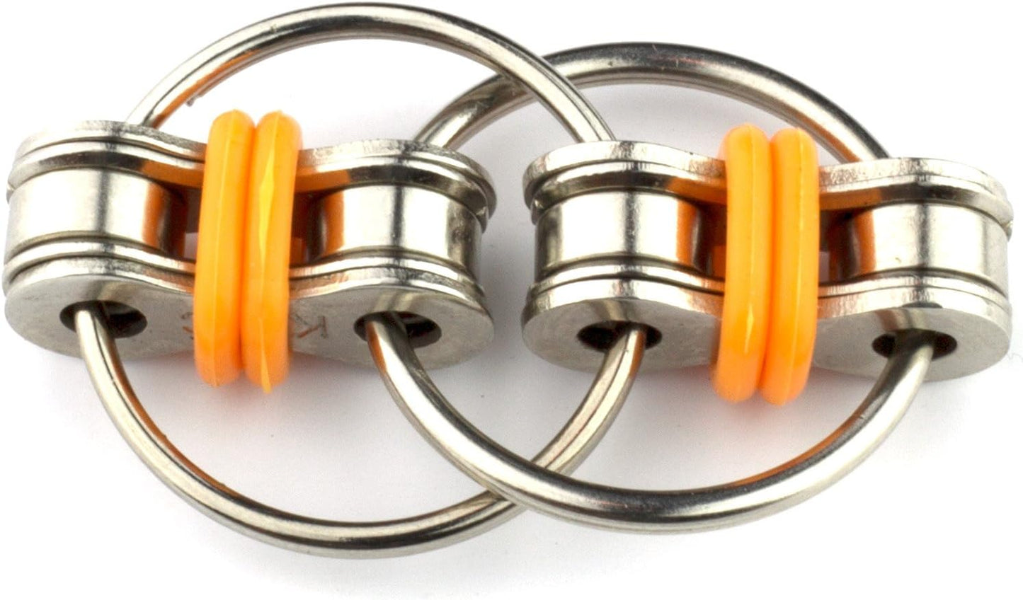 Tom's Fidgets Original Flippy Chain Fidget Toy - Perfect for ADHD, Anxiety, and Autism - Bike Chain Fidget Stress Reducer for Adults and Kids (2, Orange)