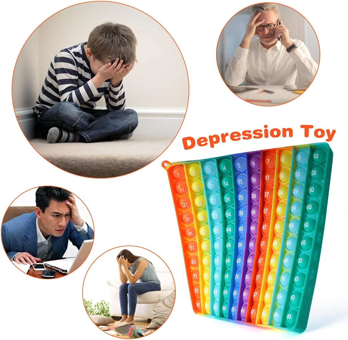 Math Toys P0p with Numbers, Kingmall 1-100 POP Rainbow Square Fidgett Ttoy 100bubbles Learning Tool for Teachers to Create Kinds of Math Manipulatives【with 1-100 Numbers Tables】