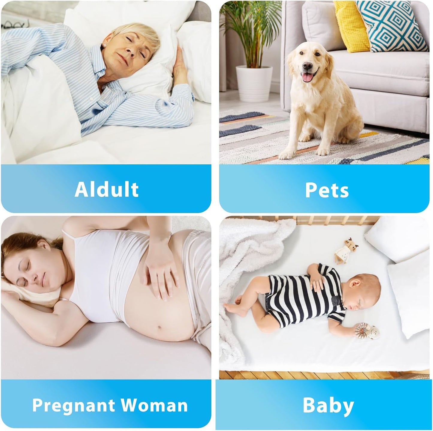 Waterproof Reusable Incontinence Bed Pads Washable Incontinence Underpads 8 Cups Absorbency,Mattress Protector for Adults, Kids and Pets(34”x 36” inch 4 Pack)