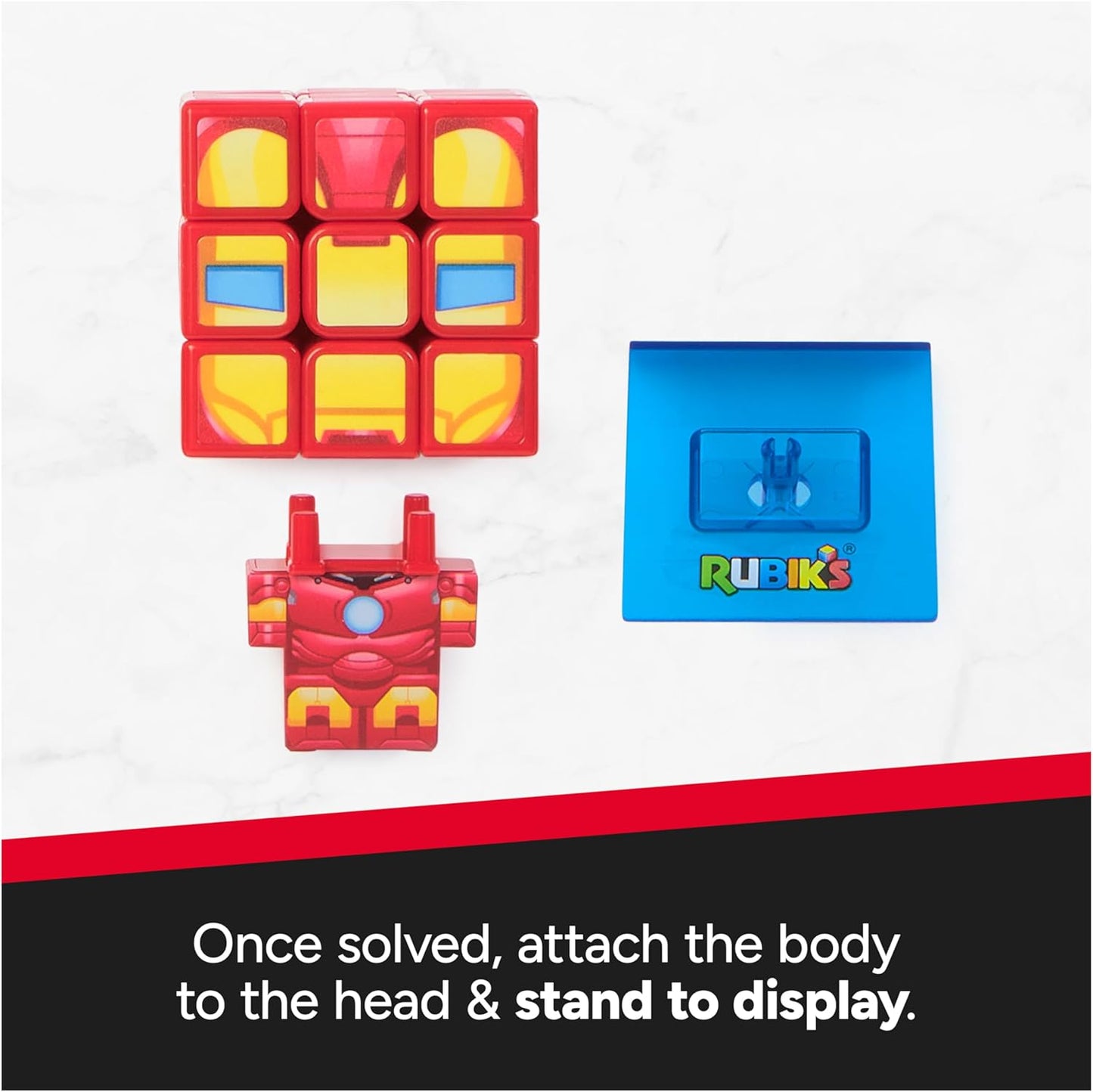 Rubik's Cube Iron Man Cuber, Problem-Solving Challenging Brain Teaser Collectible Iron Man Fidget Toy, for Adults & Kids Ages 8+