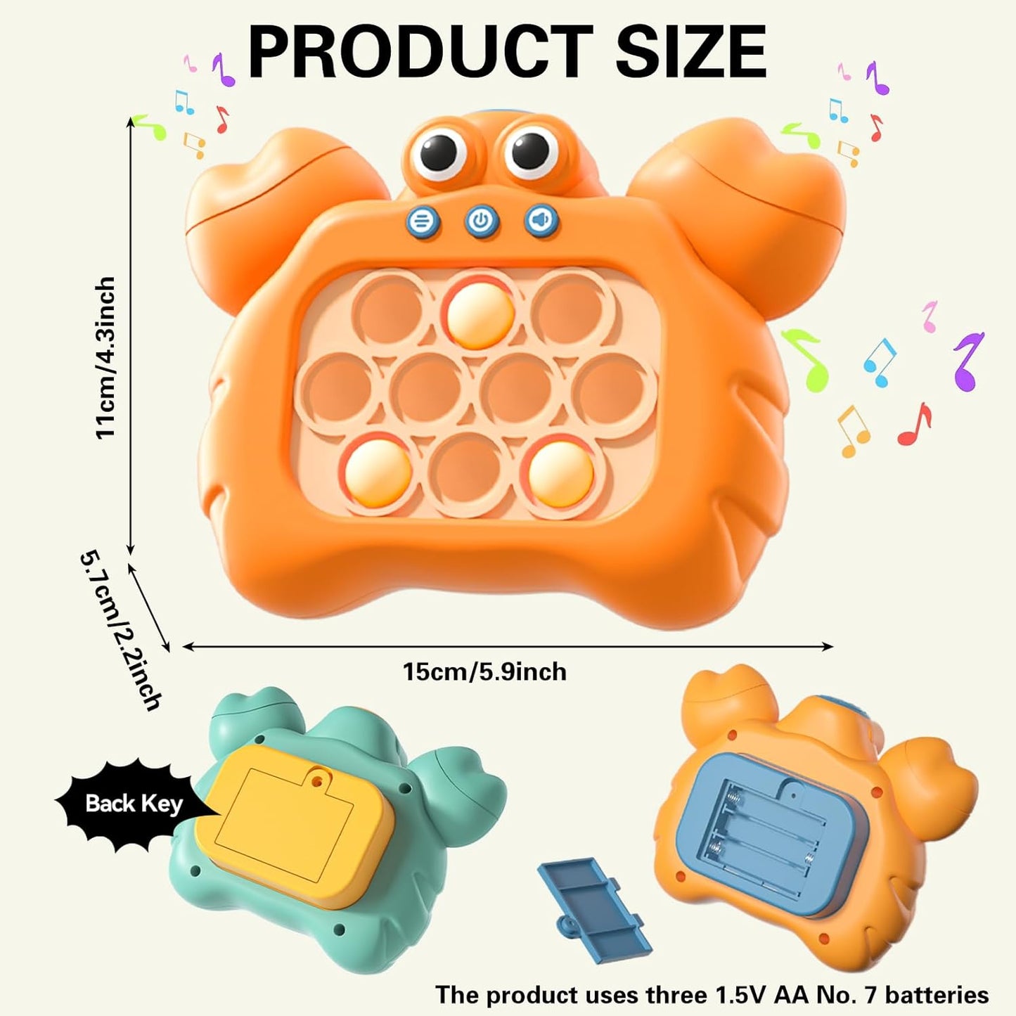 Fast Push Game,Sensory Toys Pop Game Machine,Handheld Fidget Console for Kids Adults, Birthday Gifts for Boys Girls-Green