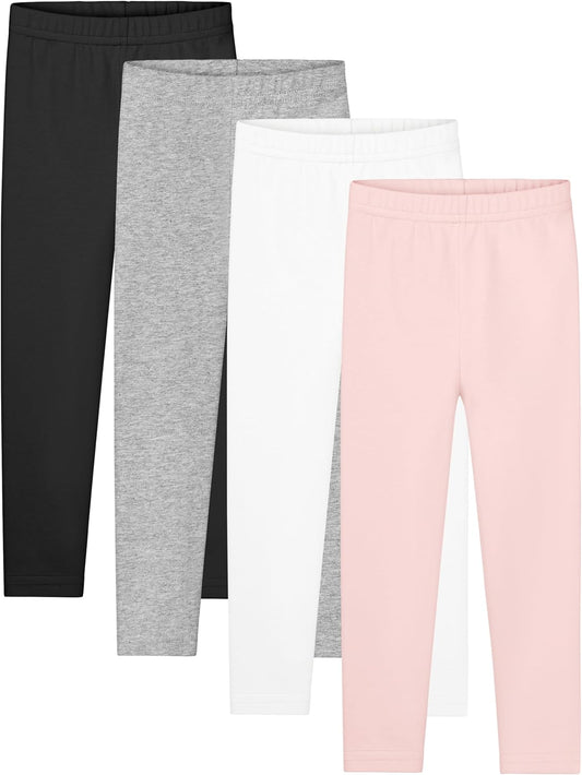 Resinta 4 Packs Toddler and Baby Girls Cotton Leggings Full Length Pants Stretchy Soft Tights Pants for Kids