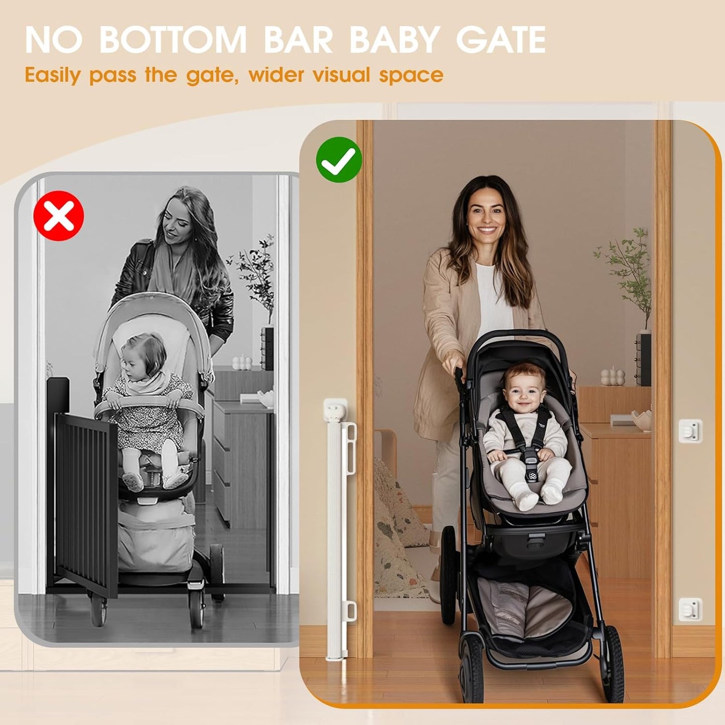 HOMEAL Retractable Baby Gate for Stairs - Extra Wide Baby Gate Tall, Long Mesh Pet Dog Gate Indoor Outdoor, Kids Safety Gate for Doorways, Deck, Porch, Hallways, Patio (White,Width Up to 71")