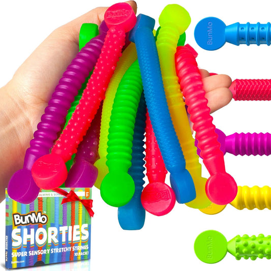 BUNMO Stretchy Strings - Sensory Toys for Toddlers 1-3 - Stimulating & Addictive Sensory Toys for Kids with Autism - Fidget Toy for Anxiety & Stress Relief - Hours of Fun for Kids - Mini Sensory 10pk
