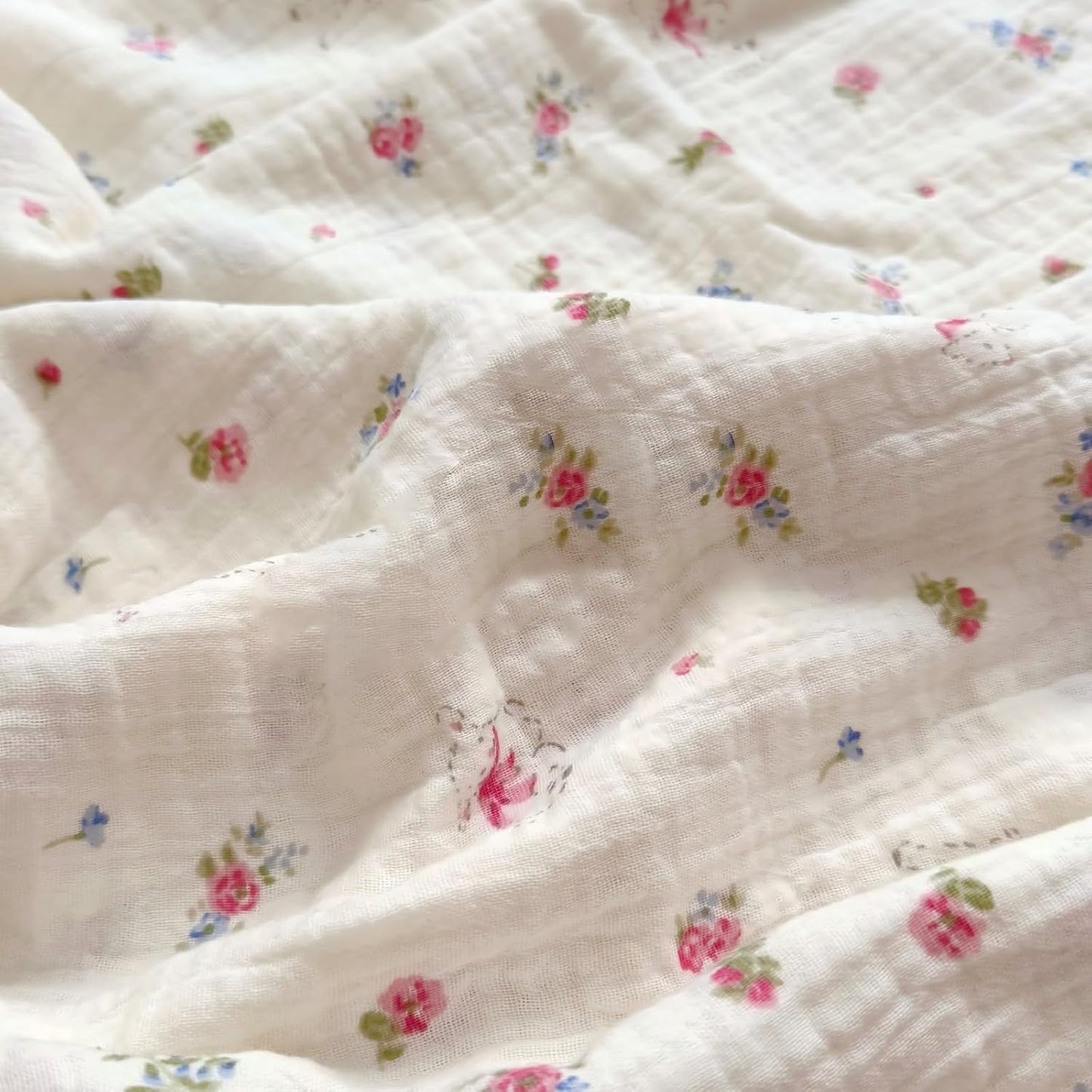 BuLuTu 2 Layers Muslin Cotton Toddler Pillowcase, 1 pc, 14"x20", Cute Pink Flower with Sheep Pattern Small Pillow Cases for Toddler Girls Boys Soft Breathable Pillow Covers, Envelope Closure