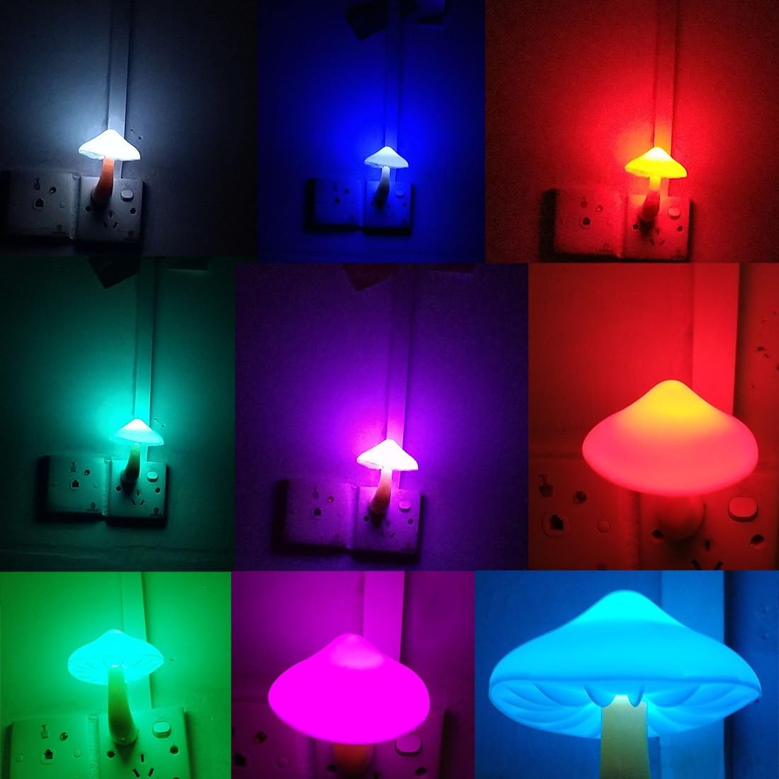 AUSAYE Sensor LED Night Light Plug in Lamp Mushroom Night Light 7-Color Changing Magic Pretty Mushroom-Shaped Night Lights for Adults Kids NightLight