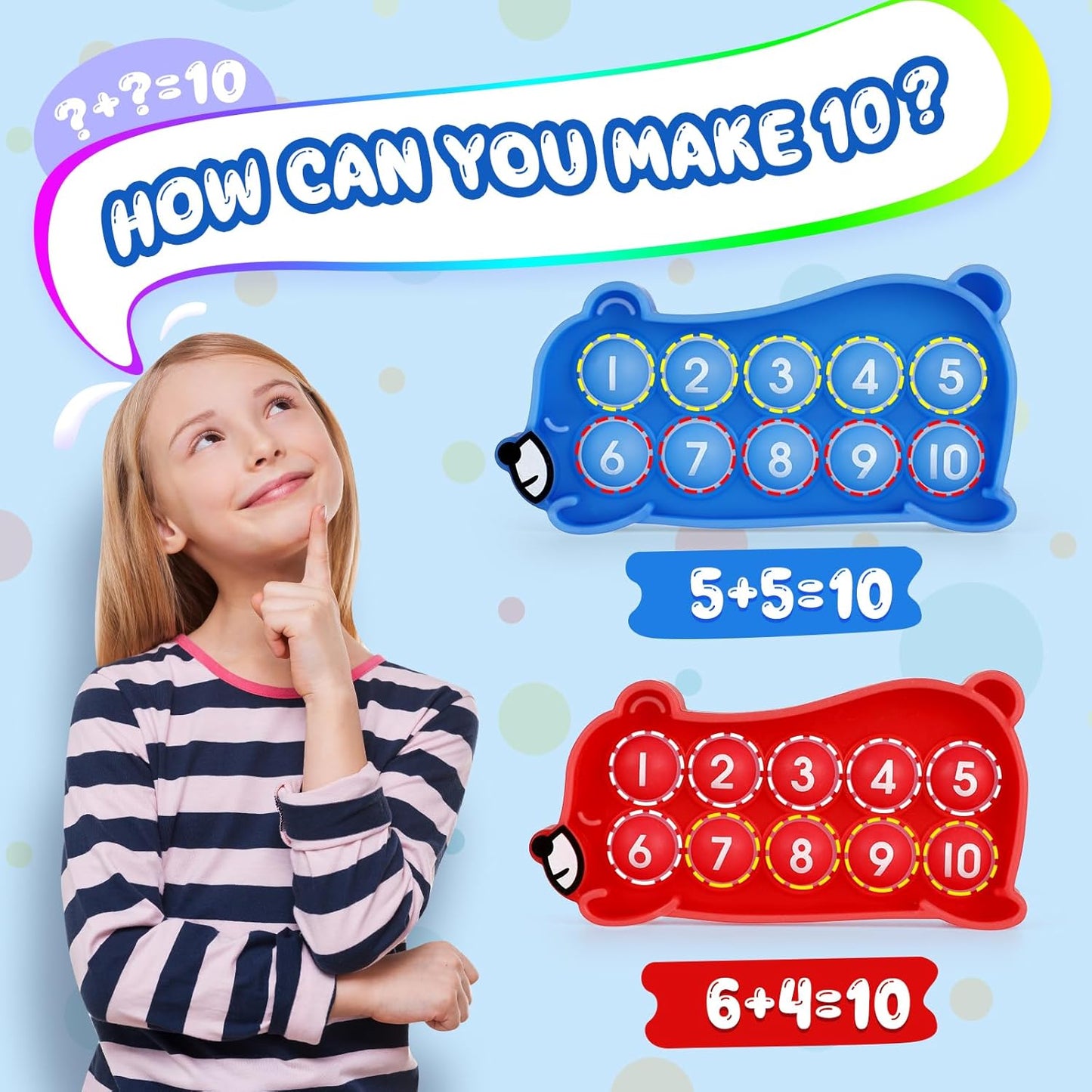 Ten-Frame Counting Toys,Math Manipulative for Elementary,Number Math Games, Montessori Educational Toy for Preschool Kindergarten Classroom Learning Activities Kids 3 4 5 Year Old