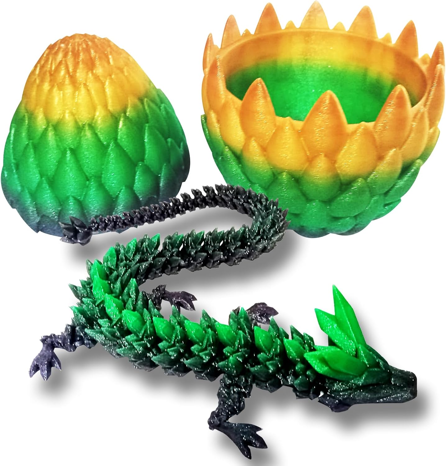 12inch 3D Printed Dragon Egg,Mystery Crystal Dragon Fidget Toys,Articulated Dragon,Home Desk Decor Easter Surprise Dinosaur Eggs,Adults Fidget Toys for Autism/ADHD (Colorful)