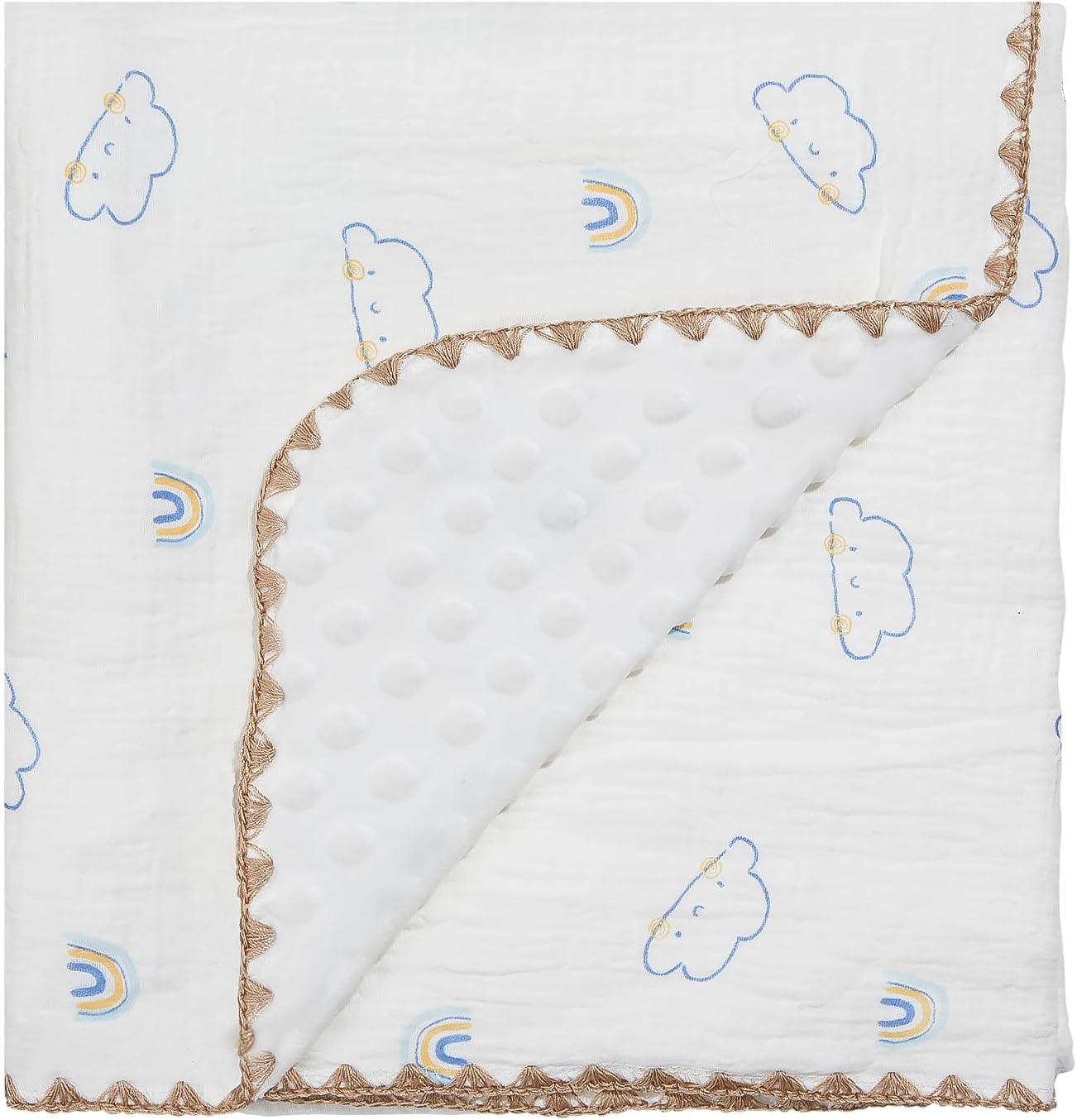 Baby Blanket Double Layer Cotton 40 x 40 Soft Receiving Blanket with Pattern Machine Washable Cloud