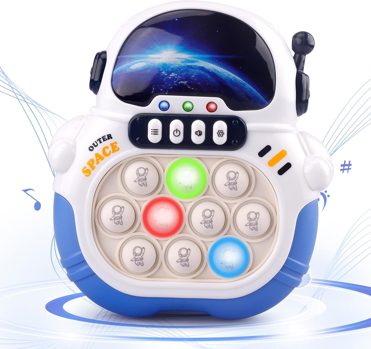 Quick Push Game Fidget Toys for Kids Adults, Handheld Puzzle Game Sensory Toys, Fast Push Bubble Game, Xmas Birthday Gifts for Boys Girls (Astronaut - Blue)